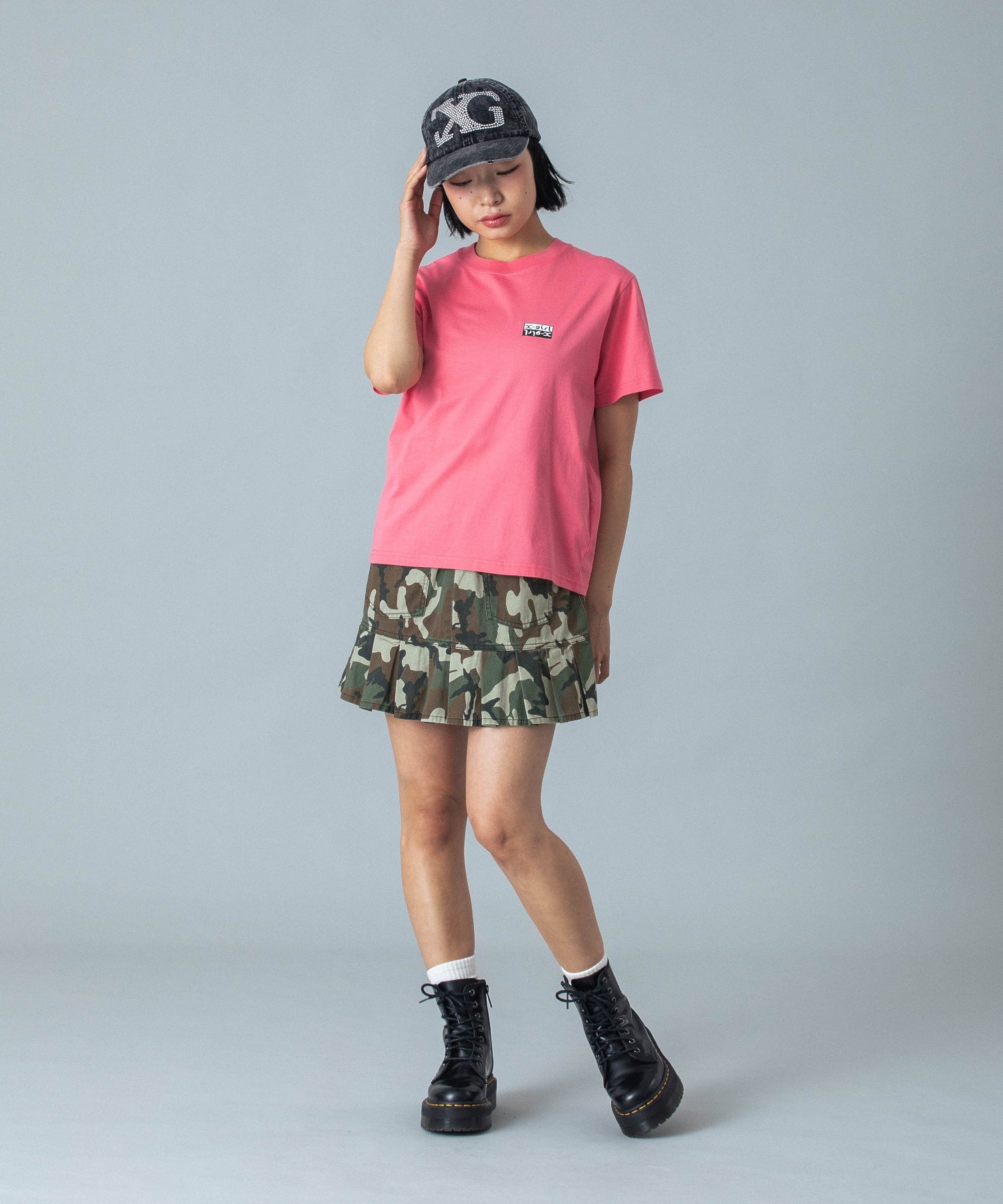 WAIST RIB PLEATED MINI SKIRT
