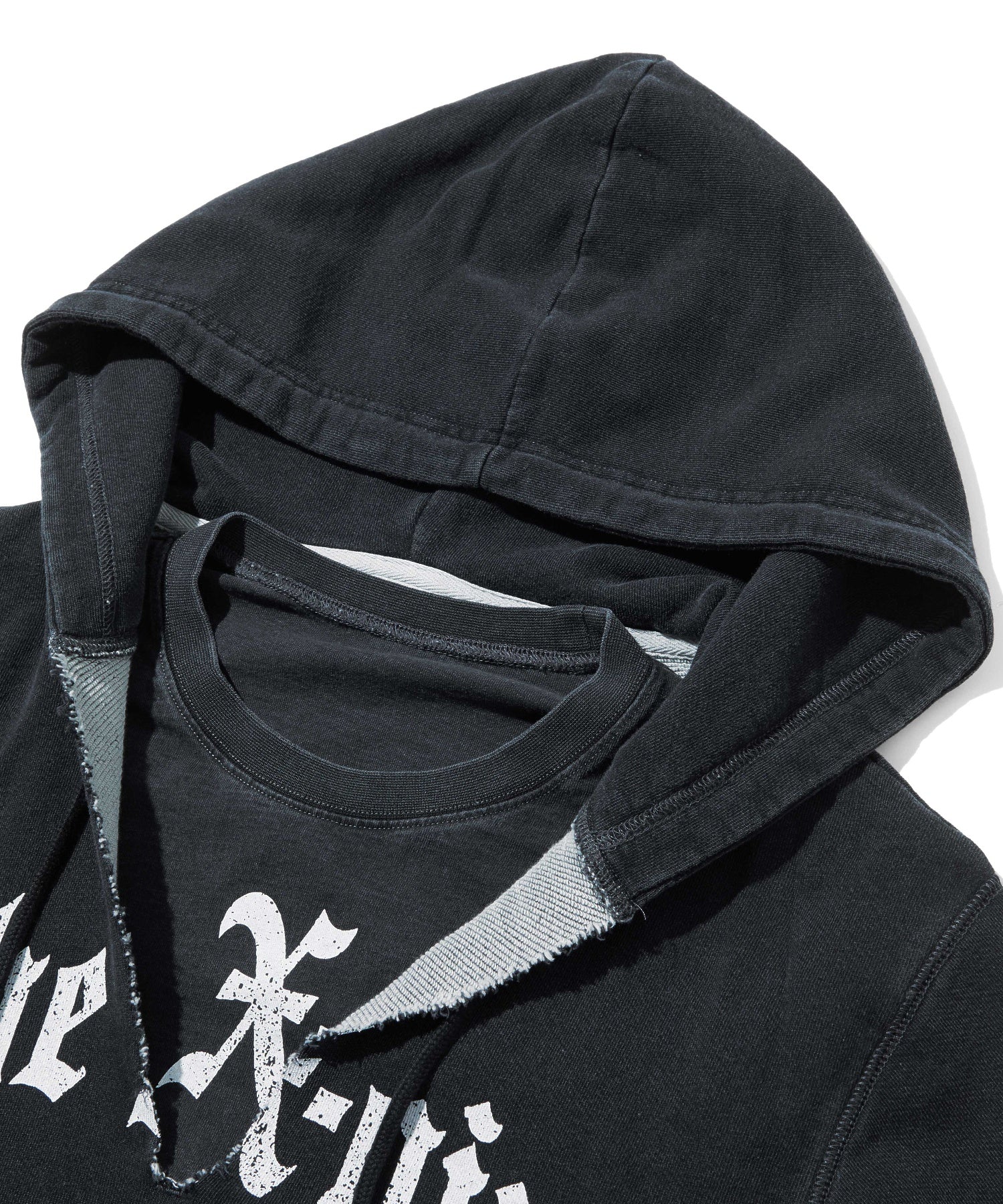 LAYERED STYLE FRONT SLIT SWEAT HOODIE