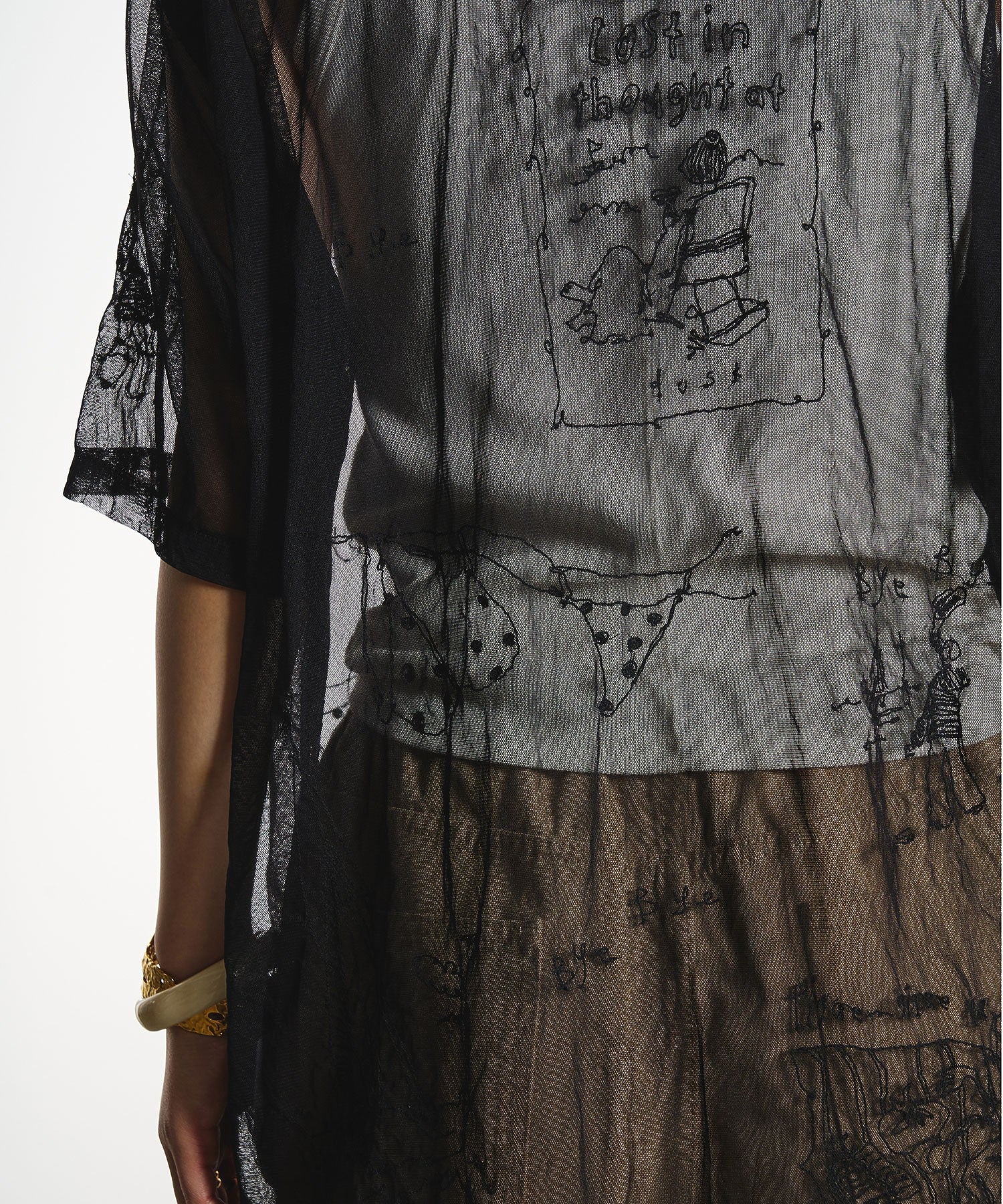 【ROSE BUD別注】INDIA IS BEAUTIFUL/EMBROIDERED SHEER TULLE SHIRT