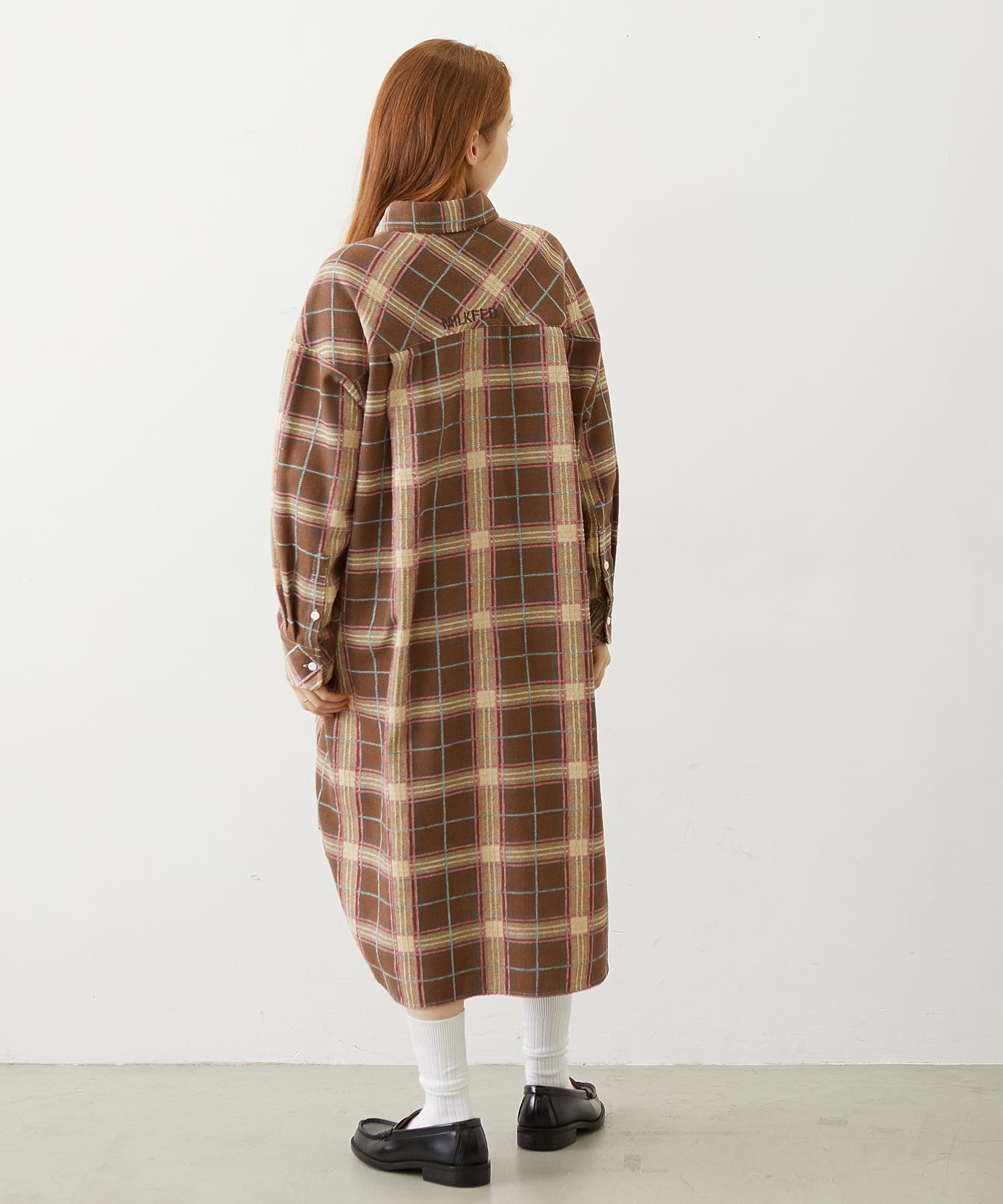 LOGO PLAID SHIRT DRESS