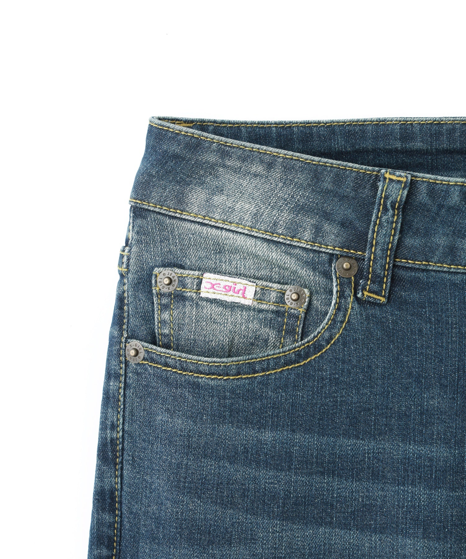 BUTTERFLY POCKET SKINNY DENIM PANTS