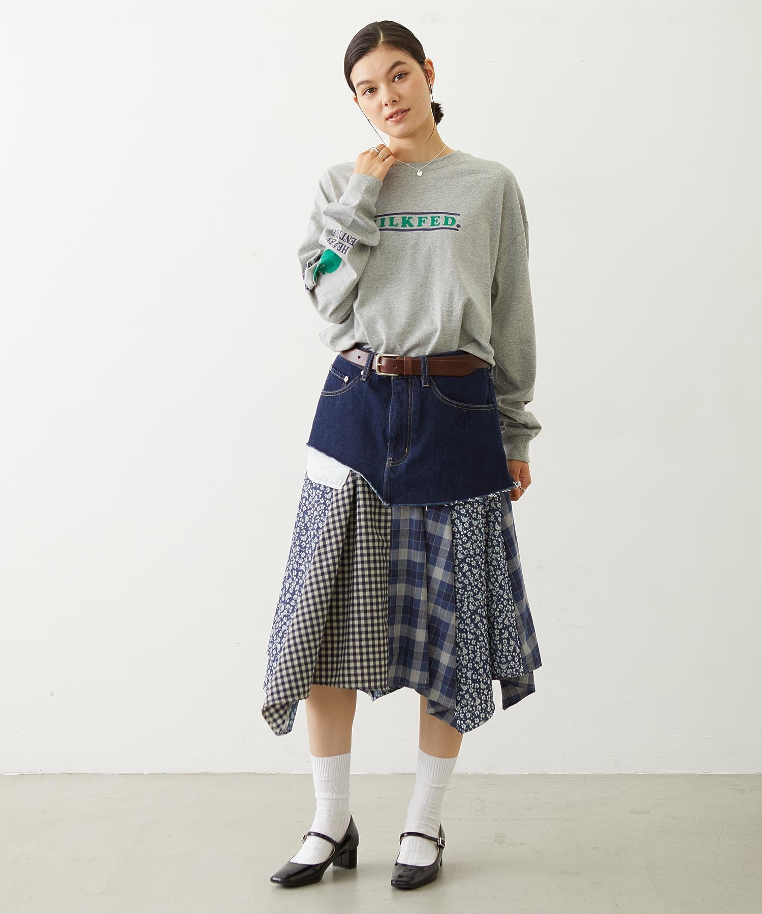 PATCHWORK OVERALL SKIRT