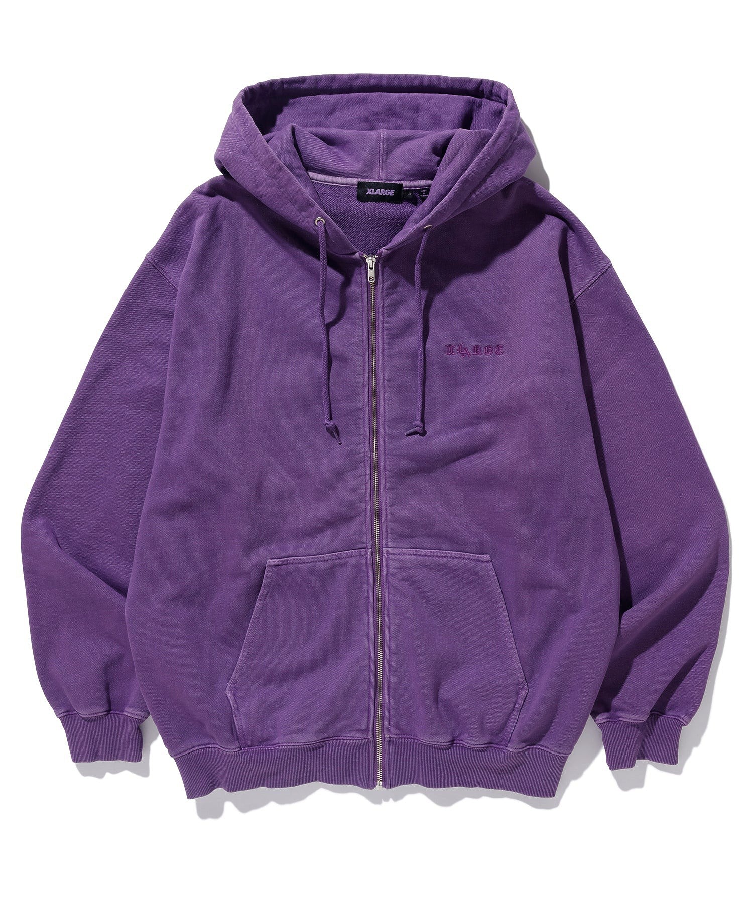 PIGMENT DYED EMBOSS LOGO ZIP HOODED SWEAT