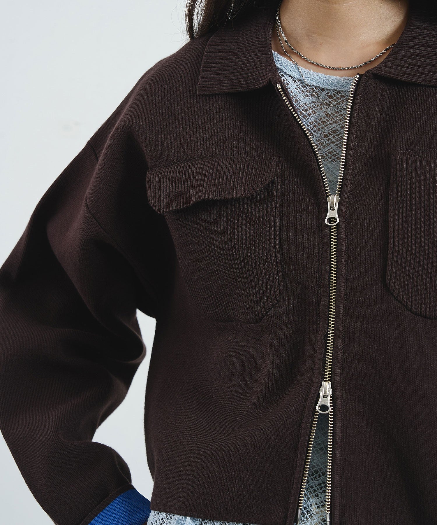 COLLARED ZIP CARDIGAN