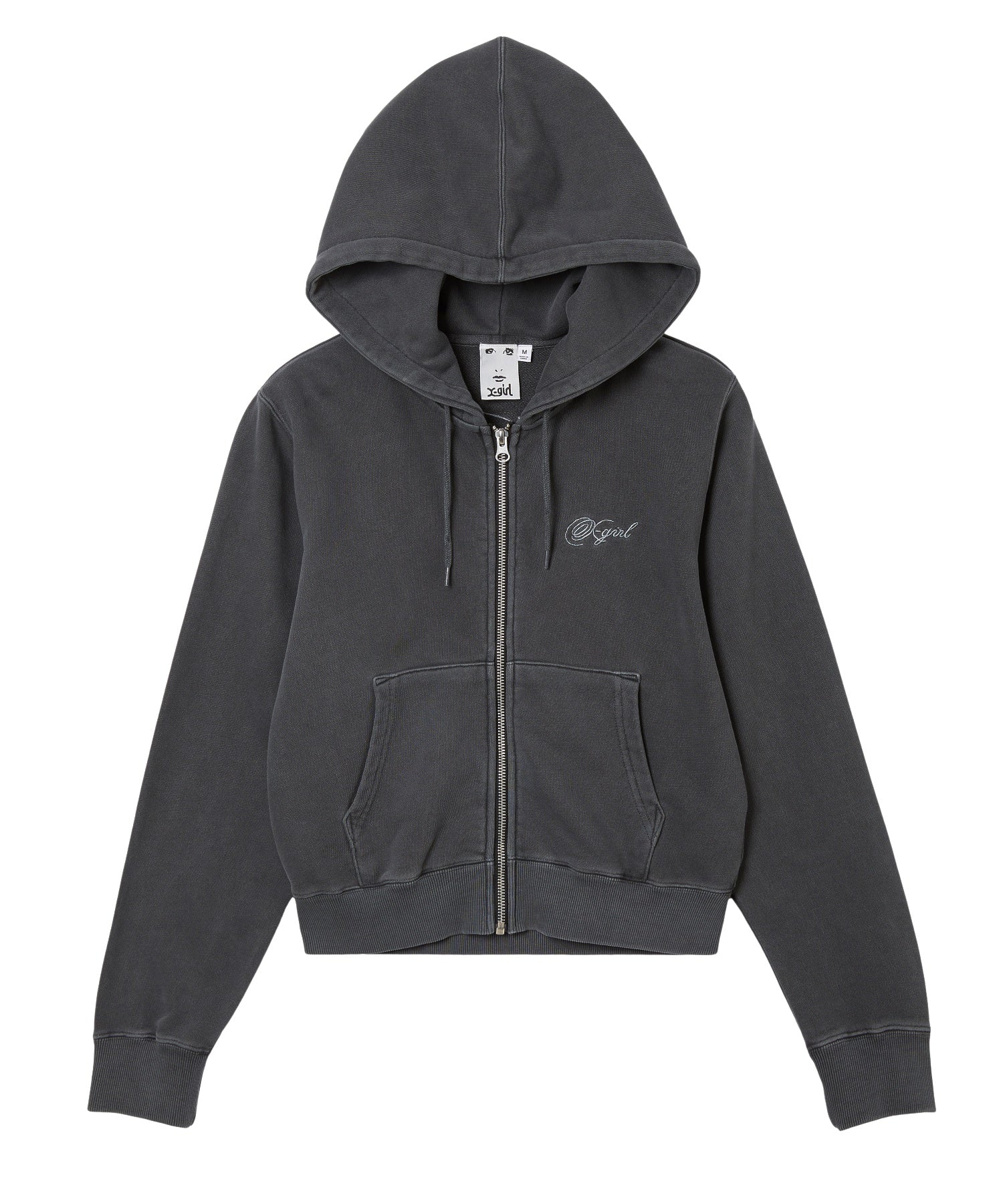 FACE AND SCRIPT LOGO COMPACT ZIP UP SWEAT HOODIE