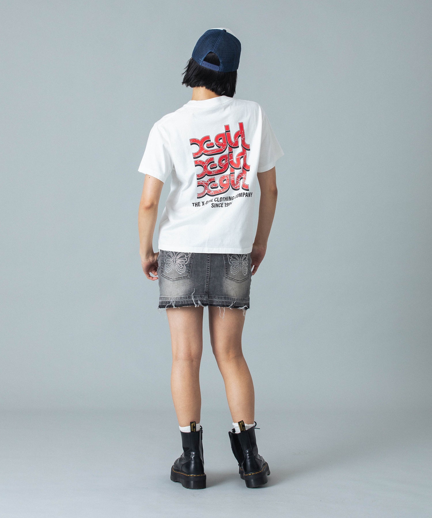 BUTTERFLY POCKET DENIM MINI SKIRT