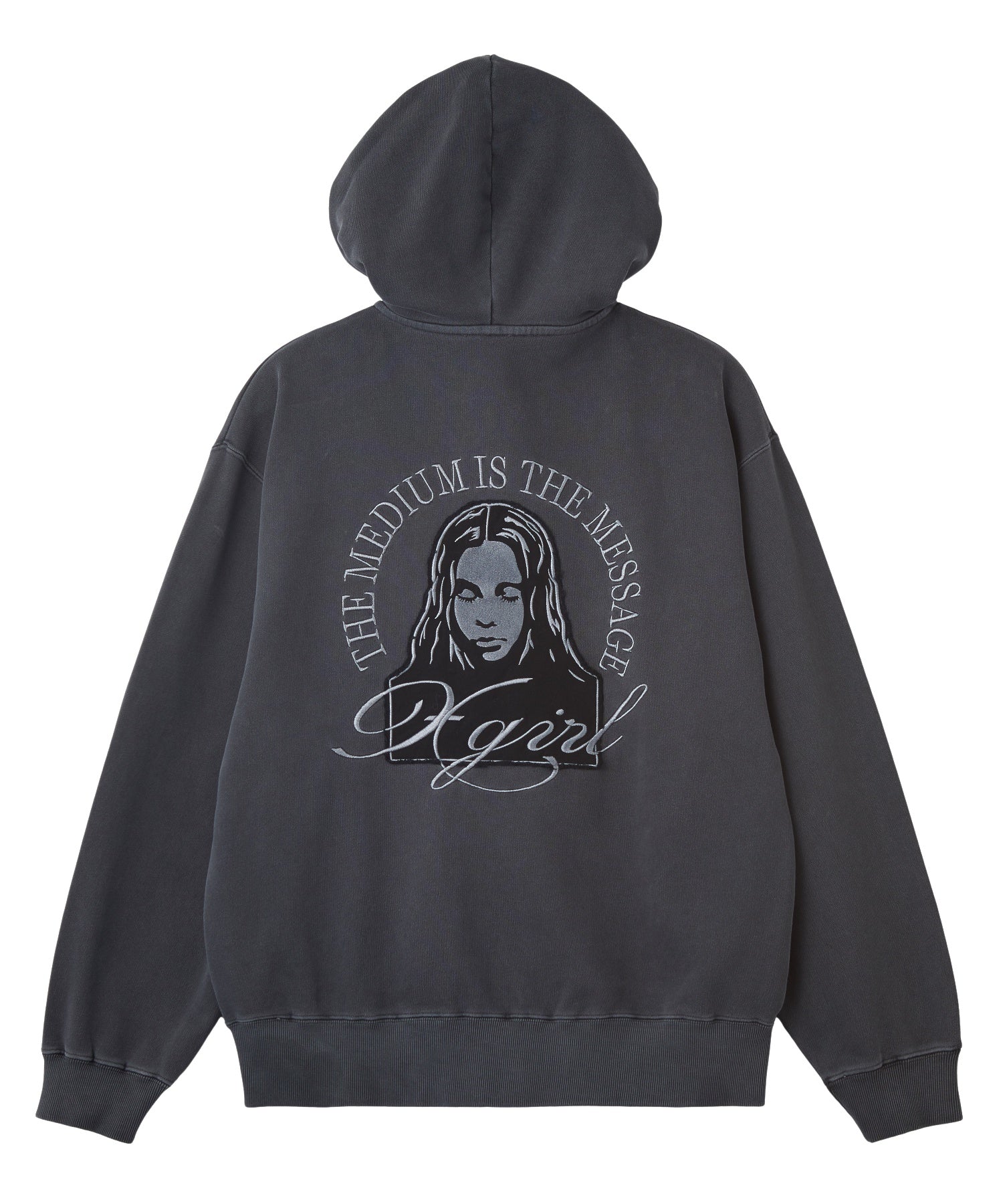 PIGMENT DYED FACE PATCH AND LOGO ZIP UP SWEAT HOODIE