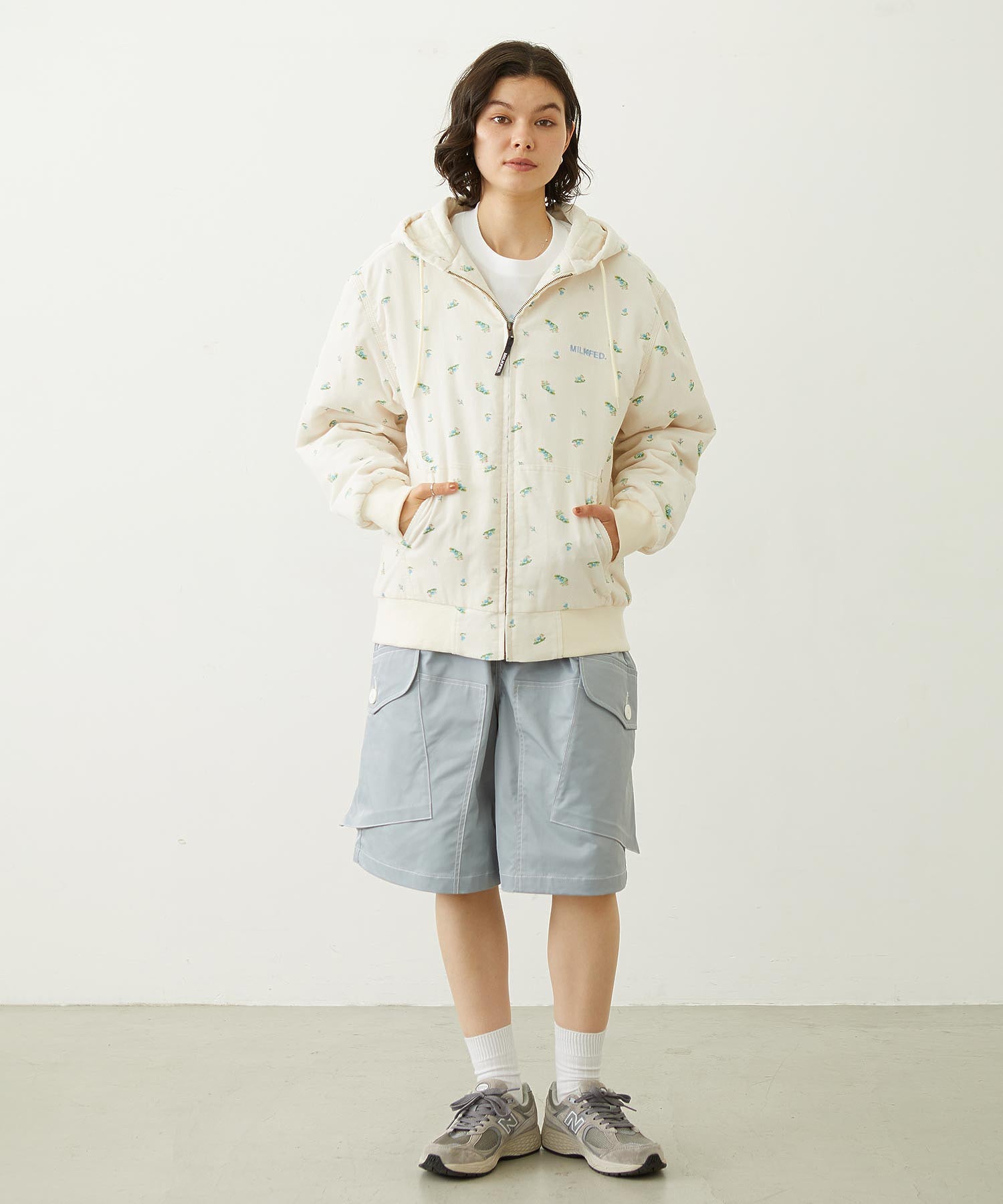 LOGO EMBROIDERED CORDUROY HOODED JACKET