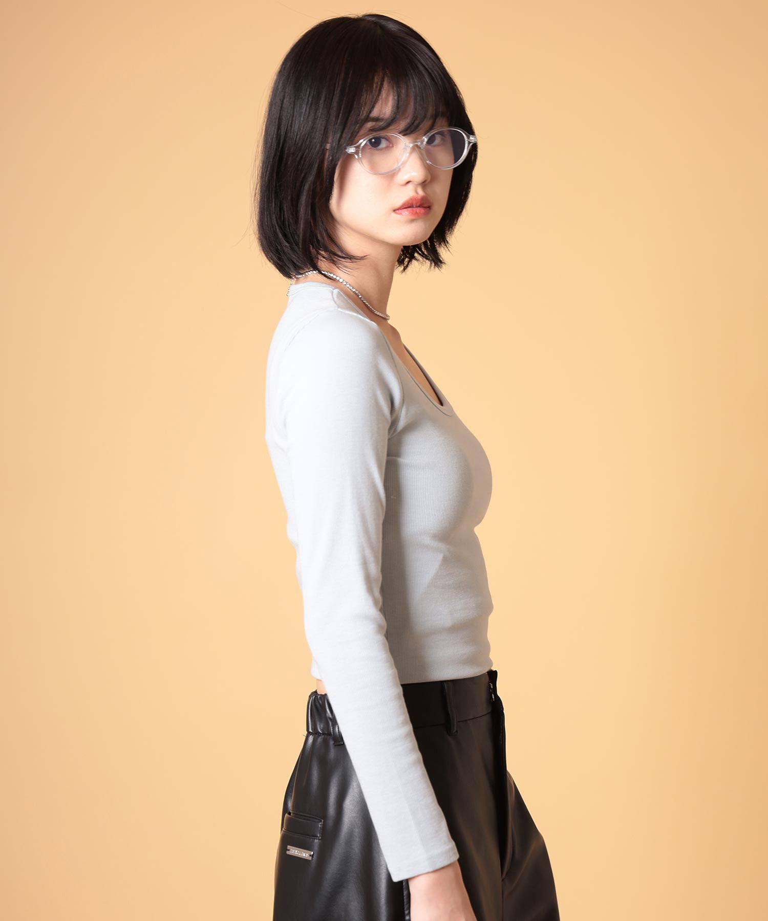 ロングスリーブリブプルオーバー