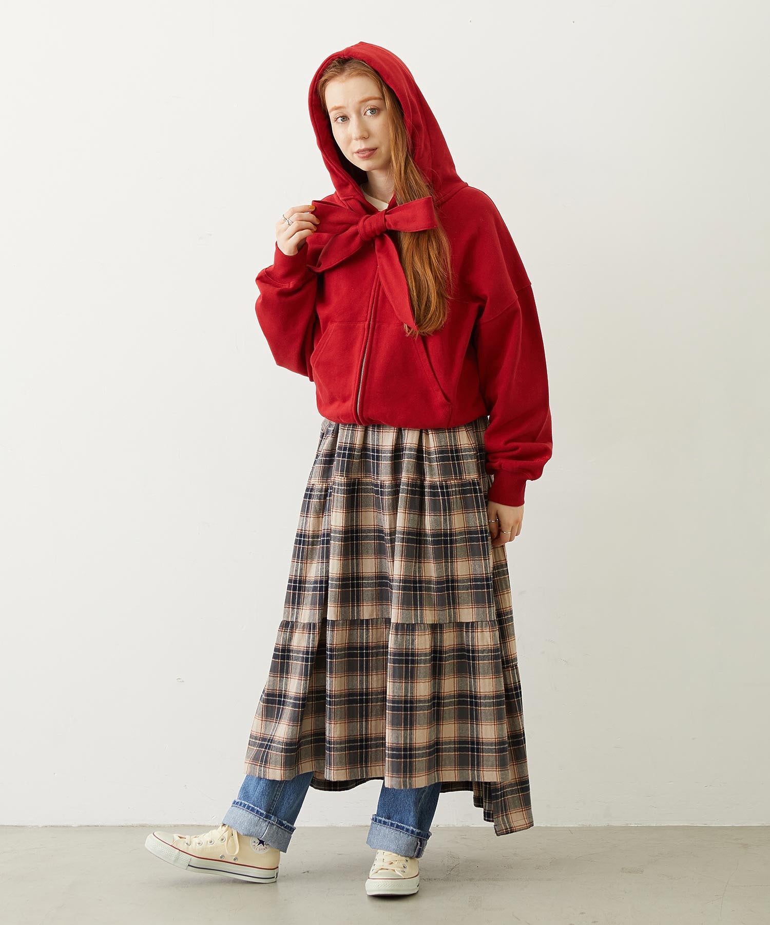 BIG RIBBON SWEAT ZIP HOODIE