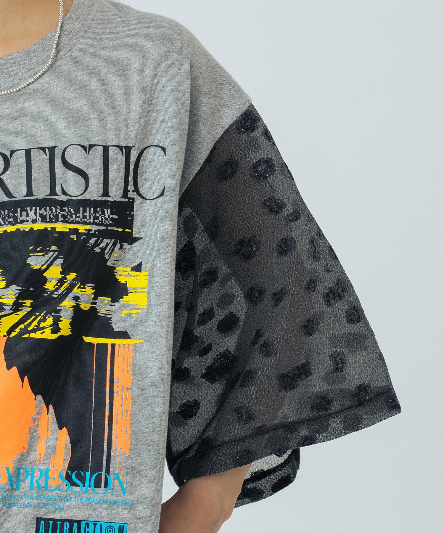 OKIRAKU×ROSEBUD/FLOWER SLEEVE GRAPHIC TOP