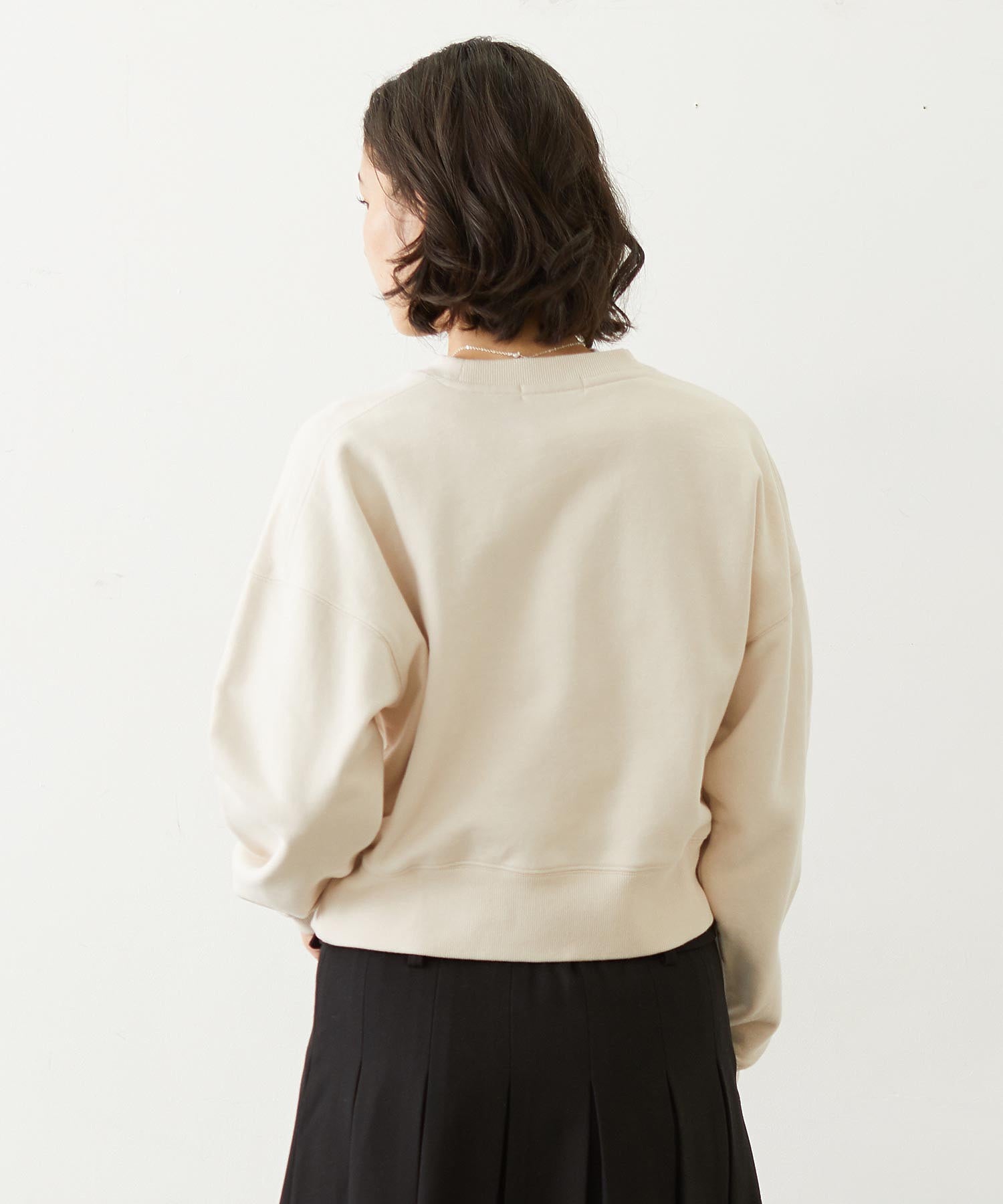 THREE-TIERED LOGO CLEAR PRINT SHORT CREW SWEAT