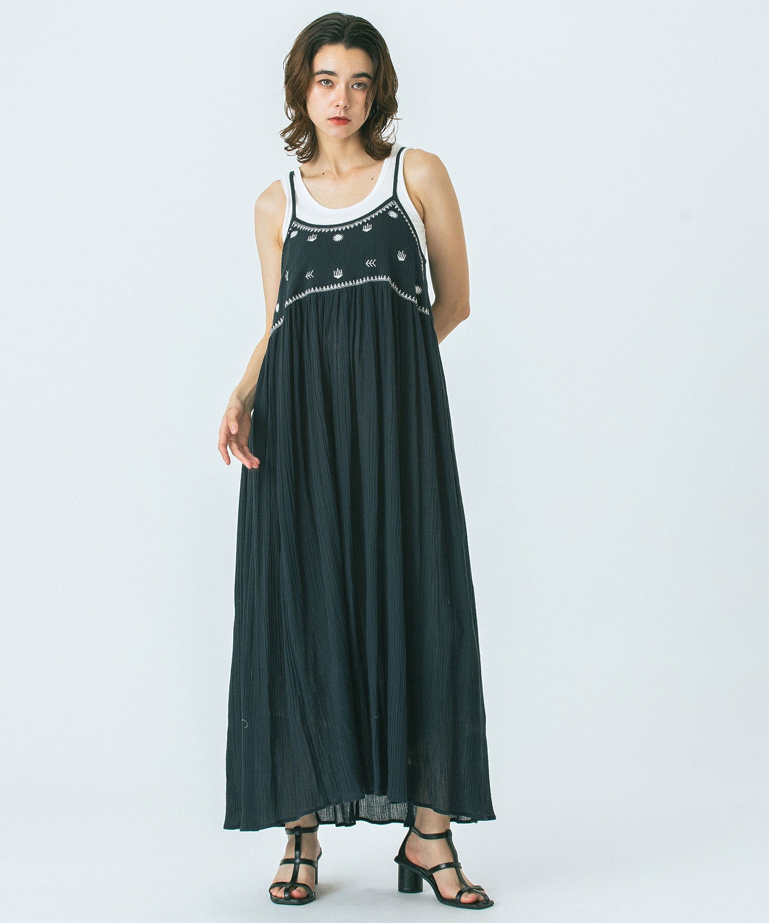 HLAADA for ROSE BUD/EMBROIDERY SLIP DRESS