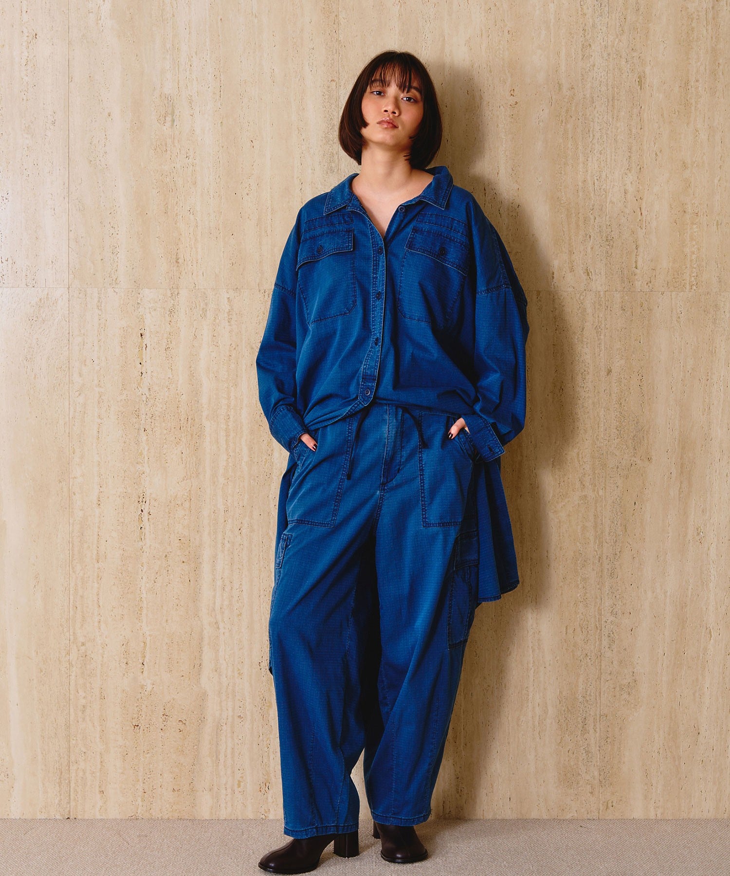 GENE HEAVENS/RIP STOP WORK POCKET SHIRT DRESS