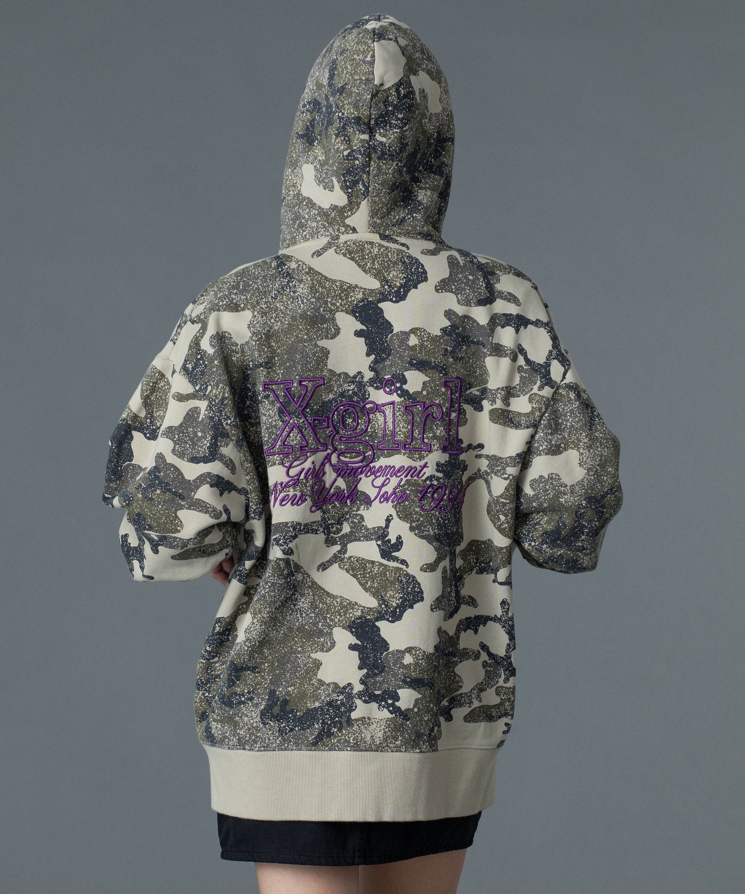 EMBROIDERED LOGO ZIP UP SWEAT HOODIE