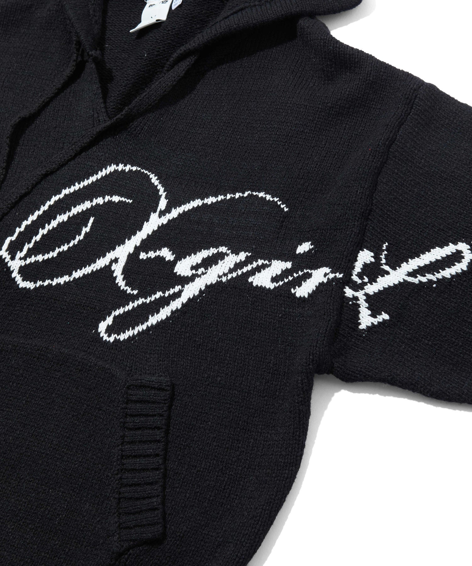FRONT SLIT KNIT HOODIE