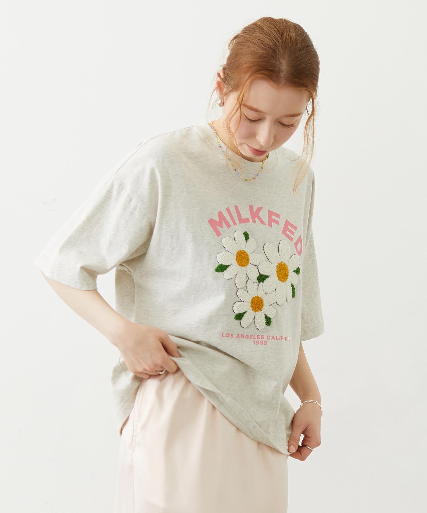 FLOWER SAGARA EMBROIDERY WIDE S/S TEE