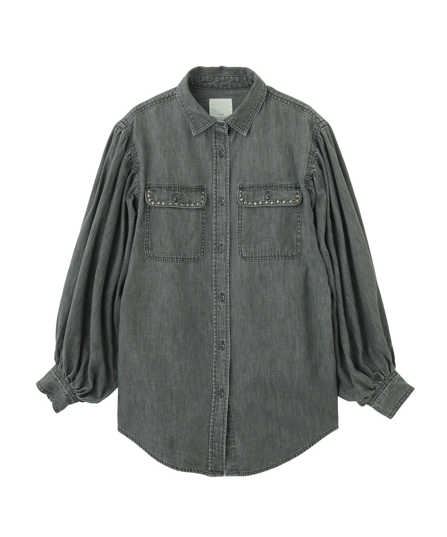 GENE HEAVENS/VOLUME SLEEVE DENIM SHIRT WITH STUDS