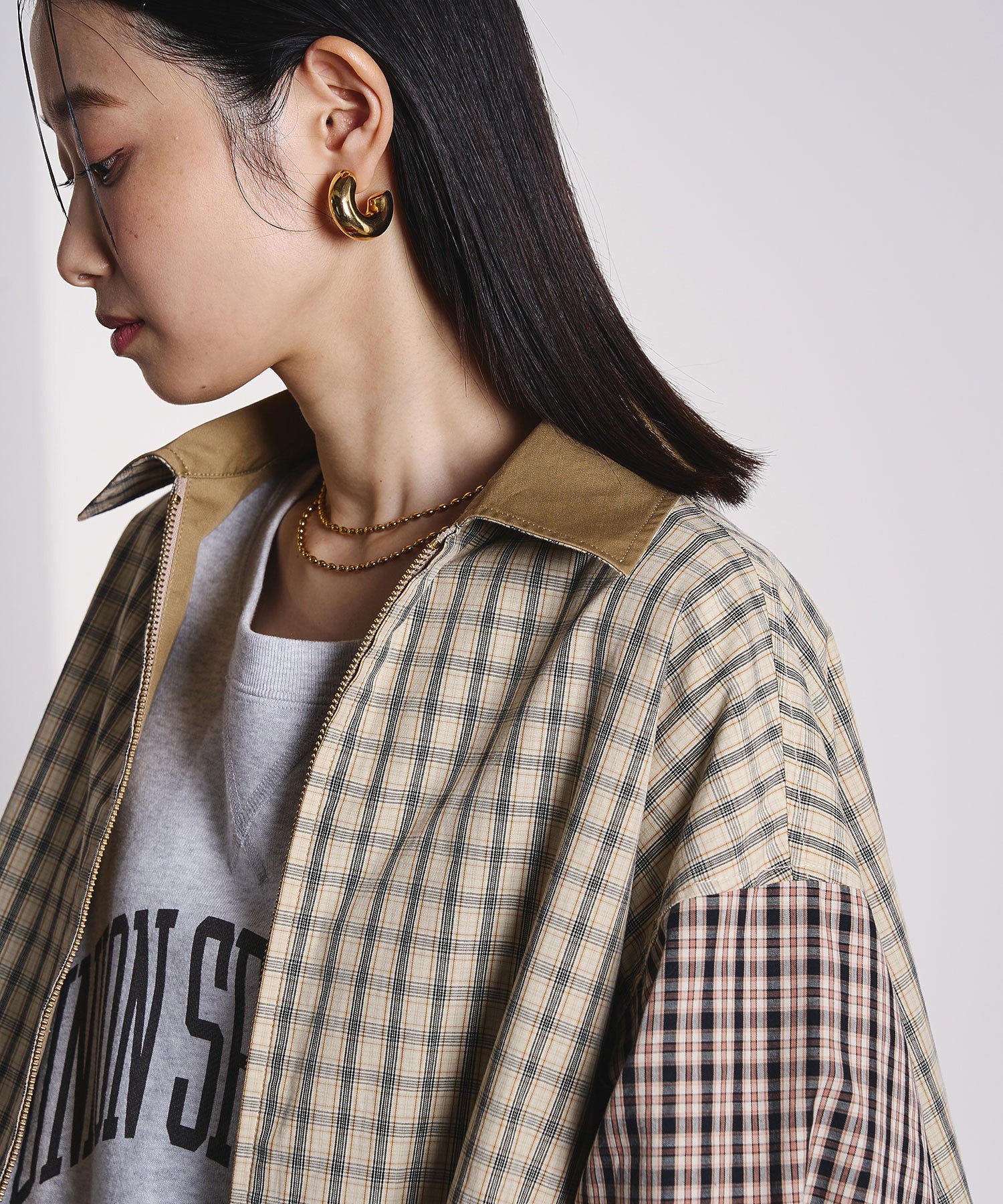 CREOLME/REVERSIBLE CHECK JACKET