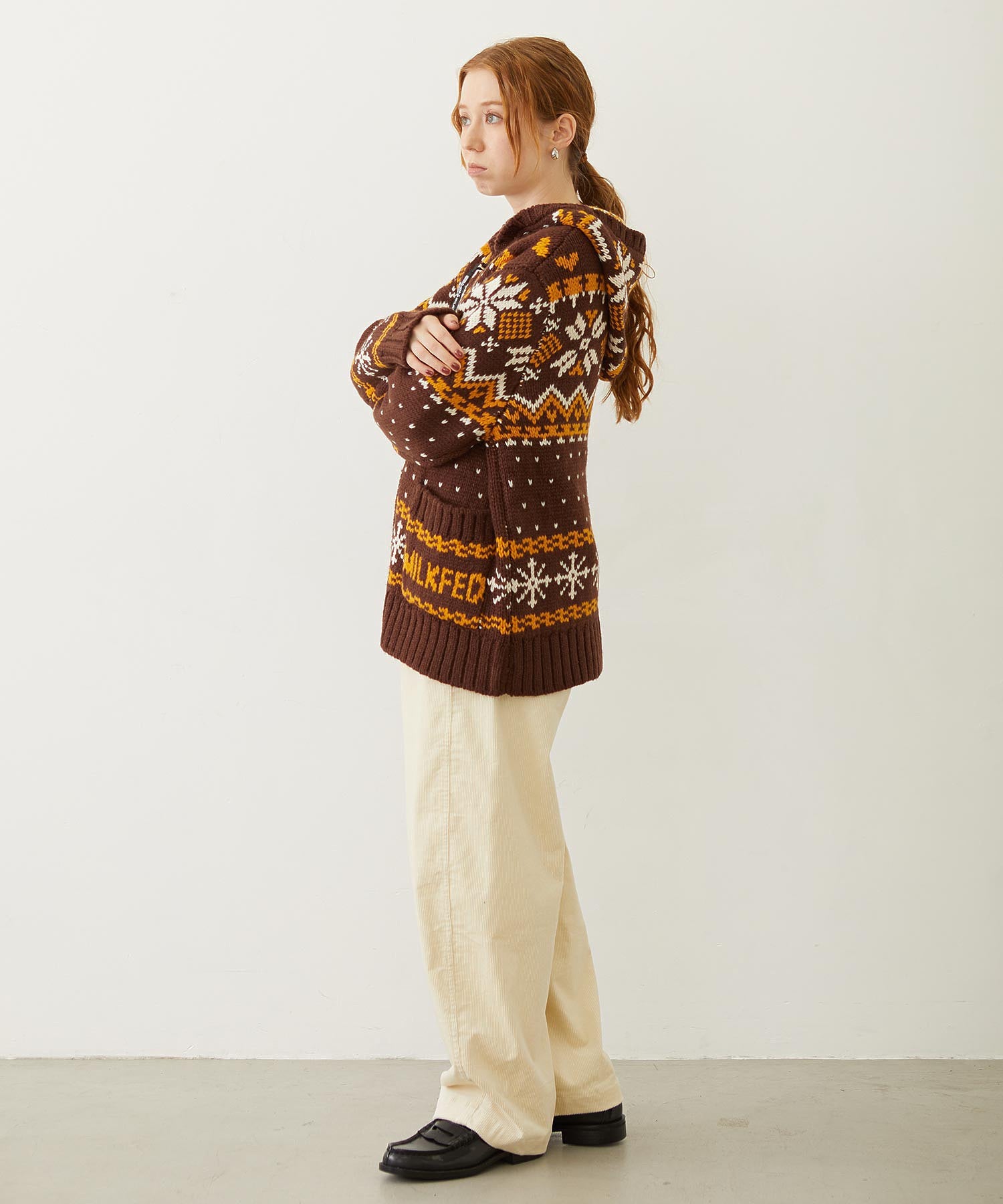 SNOW PATTERN COWICHAN KNIT JACKET