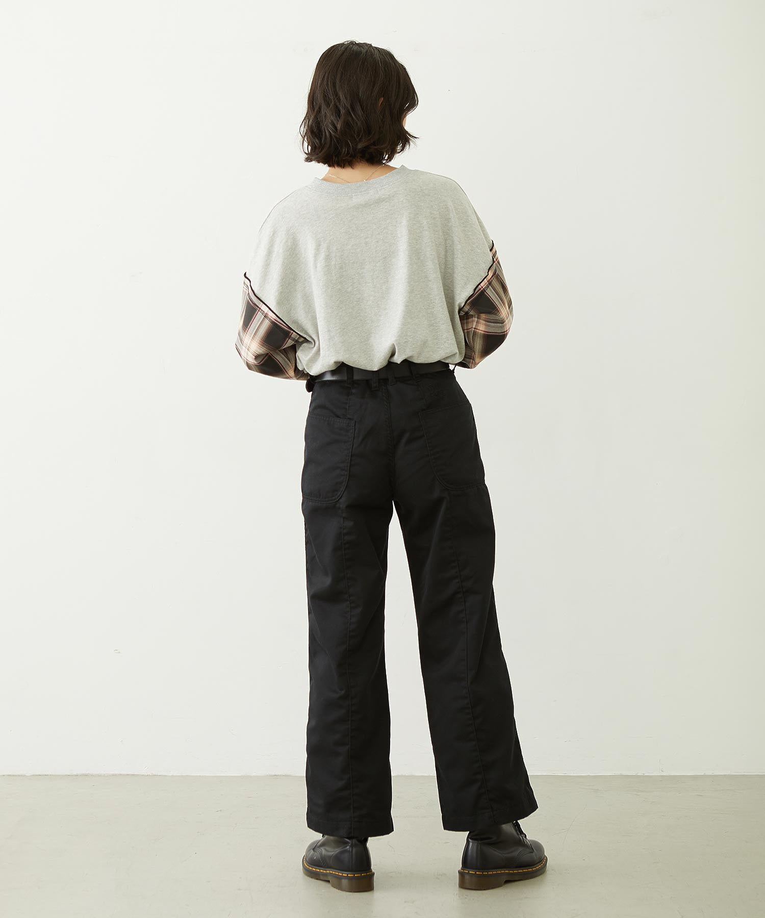 PLAID SLEEVES L/S TOP