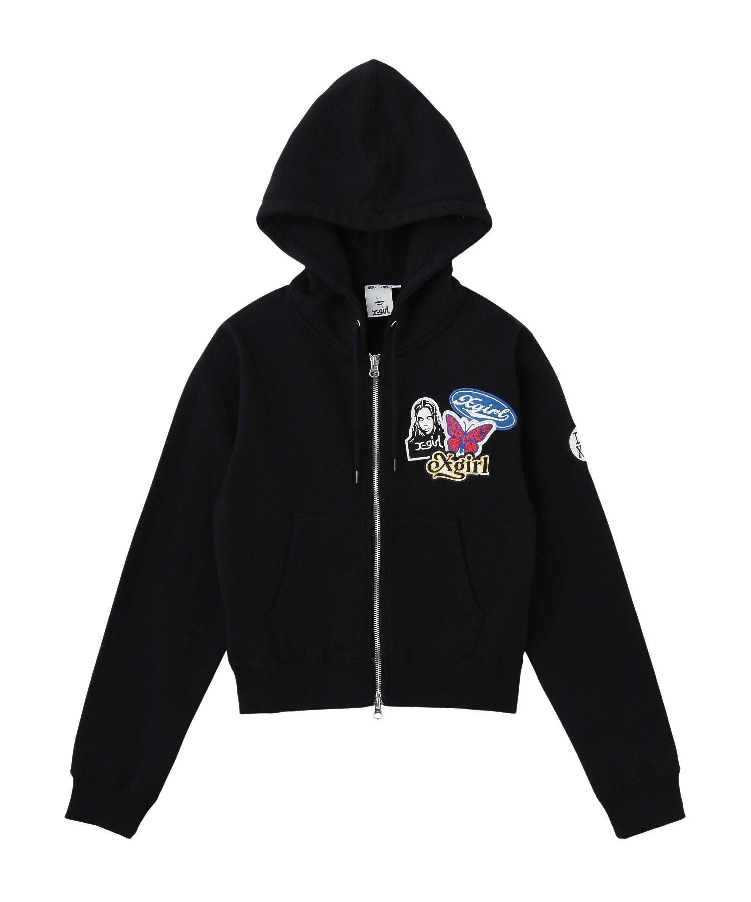 X-girl PATCHES COMPACT ZIP UP SWEAT HOODIE