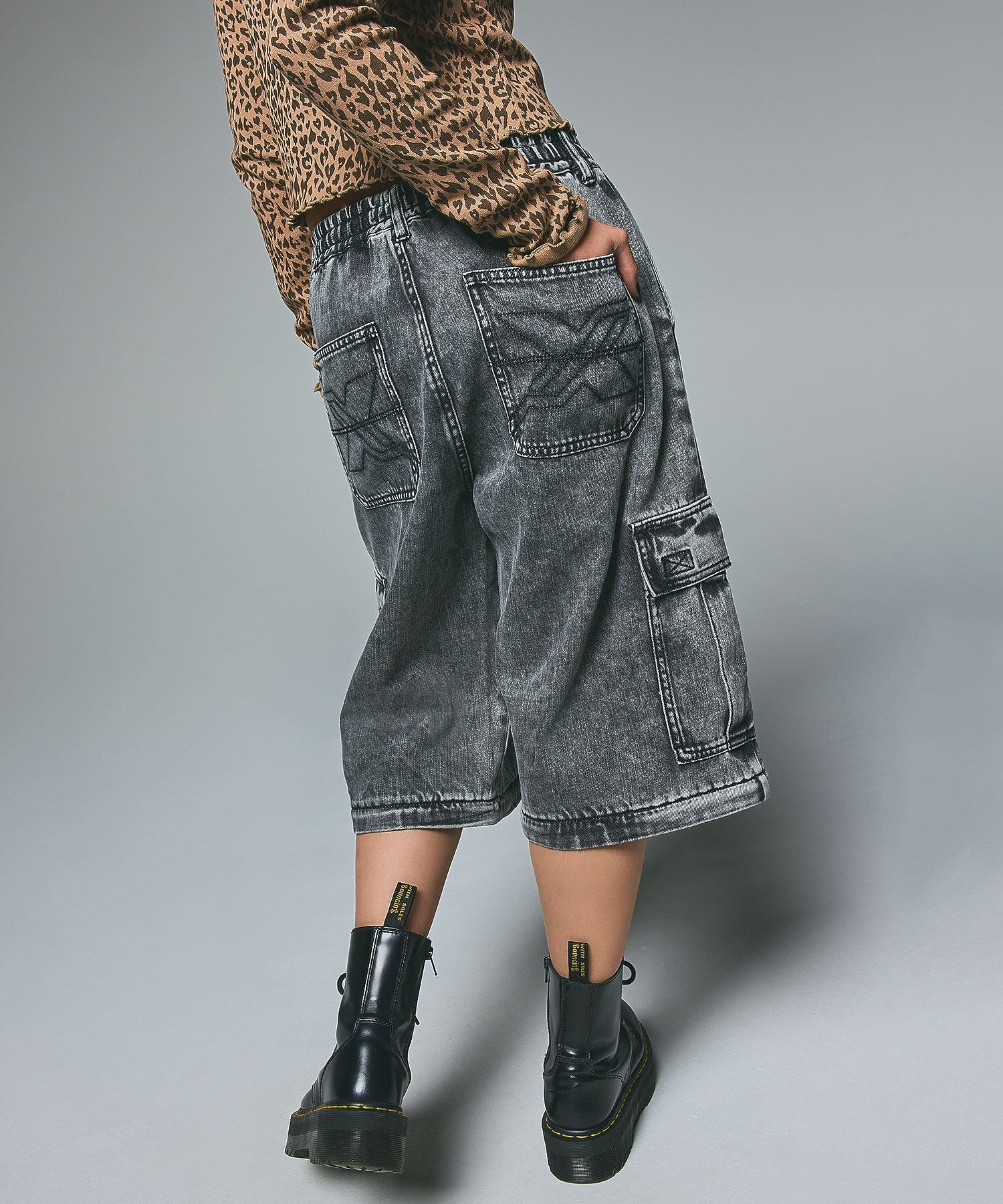 WASHED 2WAY WIDE LEG CARGO PANTS