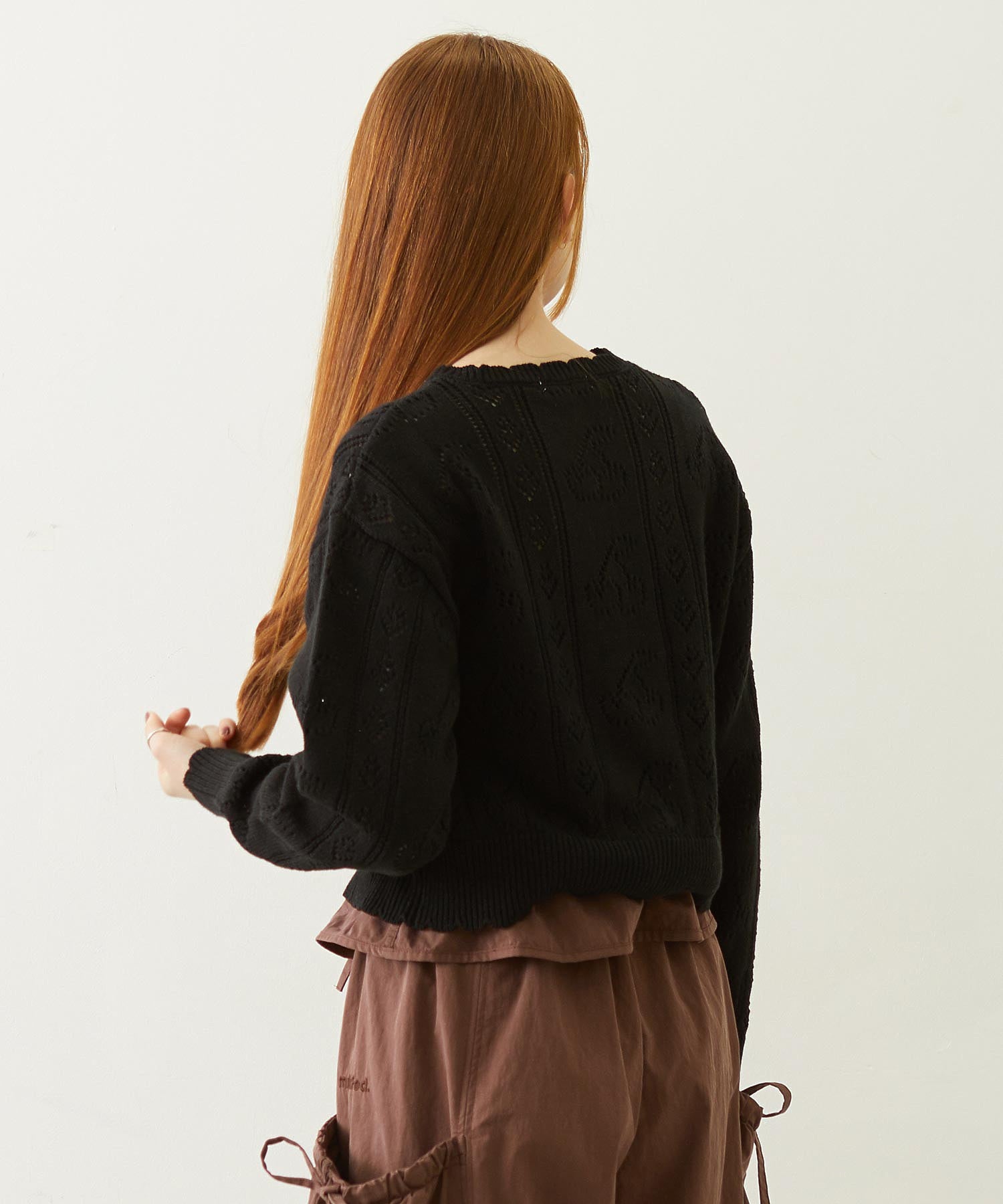 CHERRY OPEN KNIT CARDIGAN