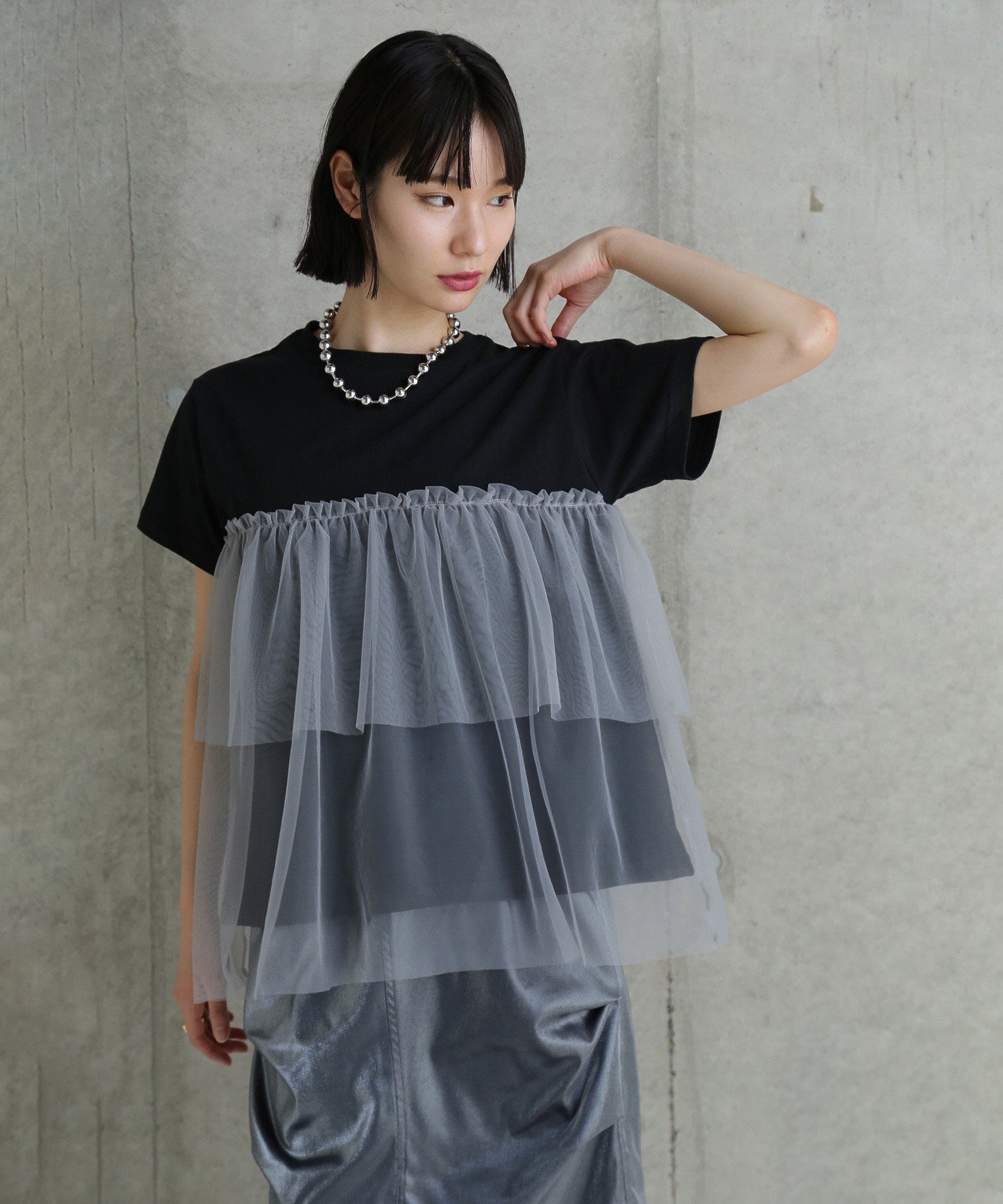 【WEB・一部店舗限定】チュールデザイントップス