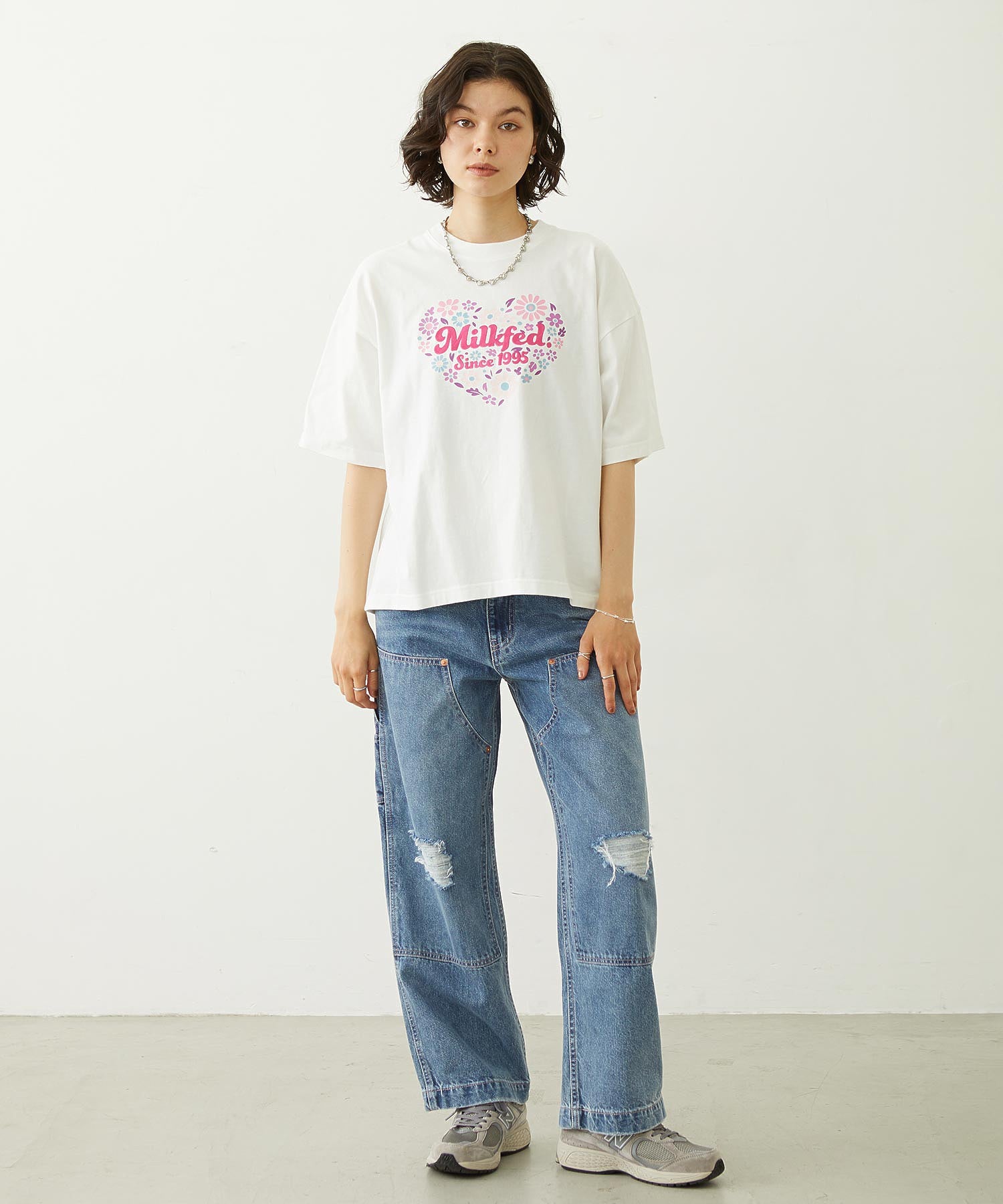 HEART FLOWER EMBROIDERY S/S TEE
