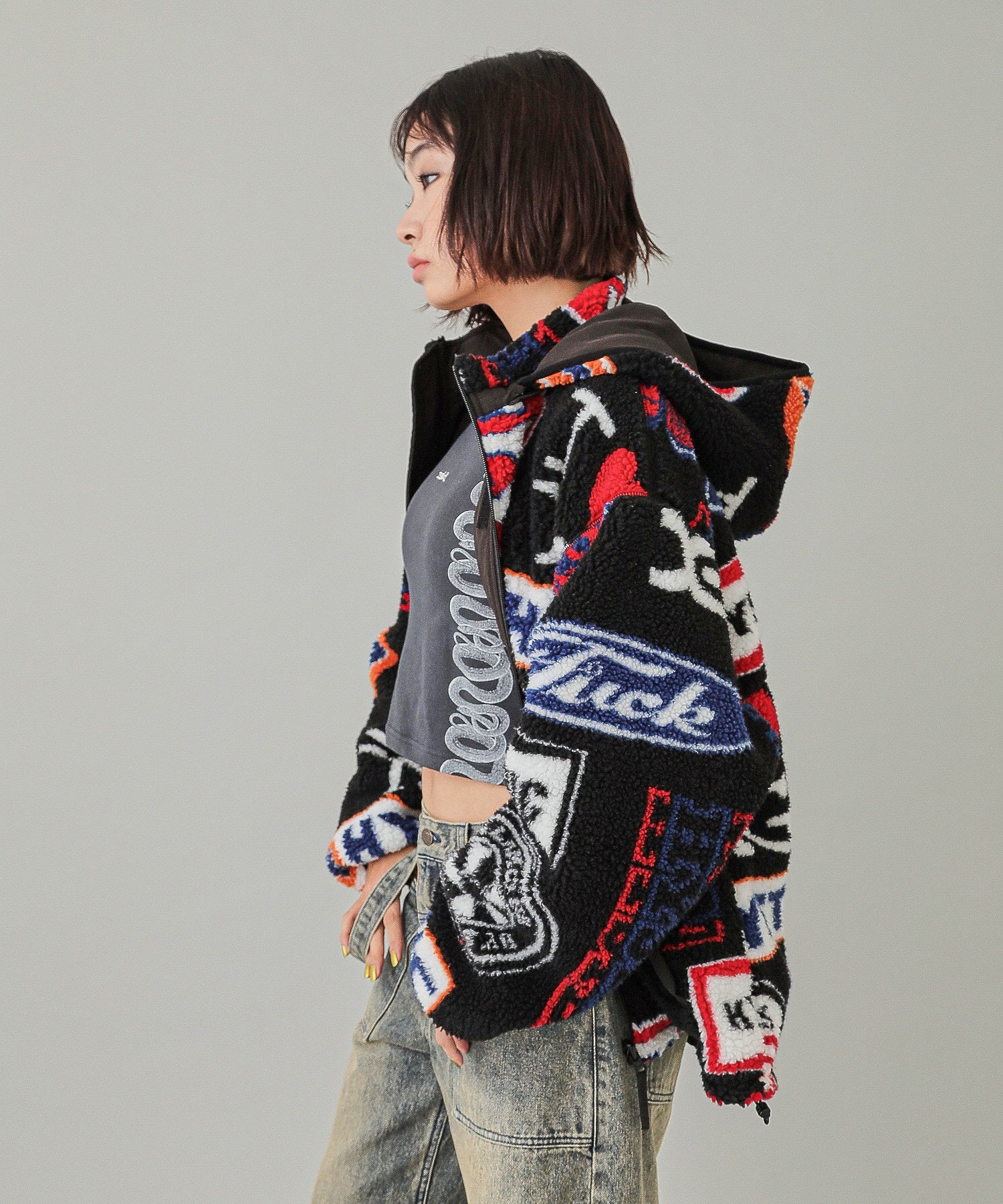 X-girl x HYSTERIC GLAMOUR REVERSIBLE BOA JACKET