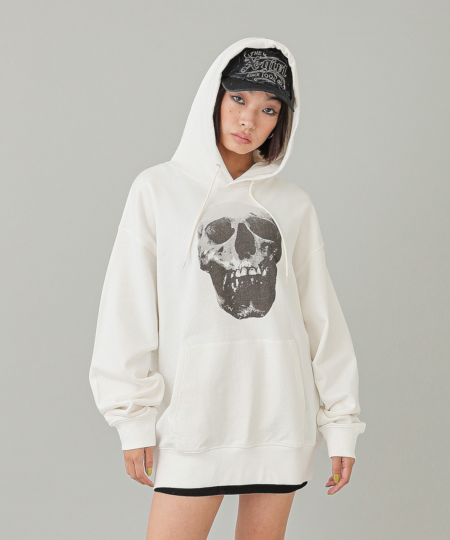 X-girl x HYSTERIC GLAMOUR SCULL AND BERRY HOODIE