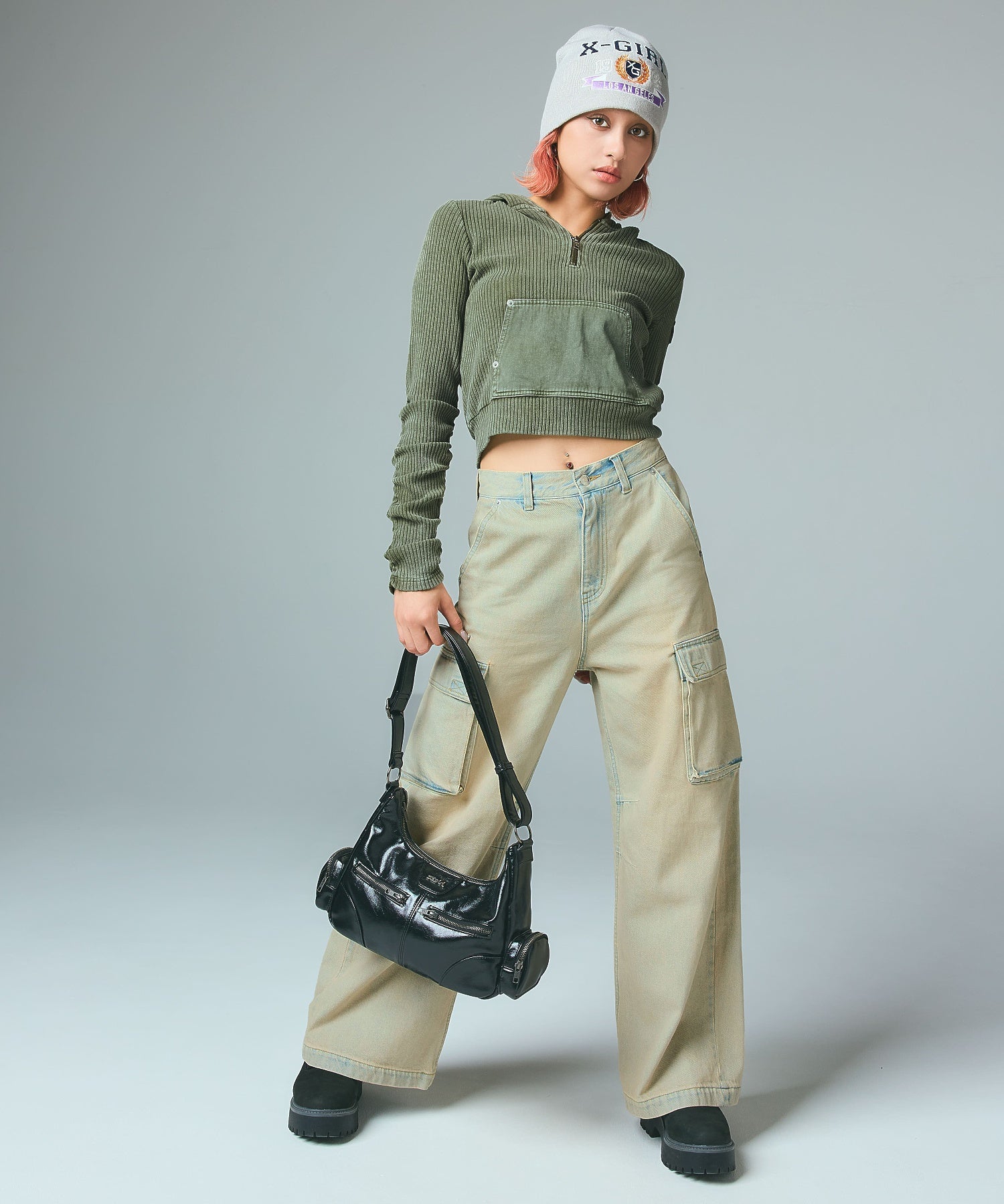 CURSIVE LOGO DENIM CARGO PANTS