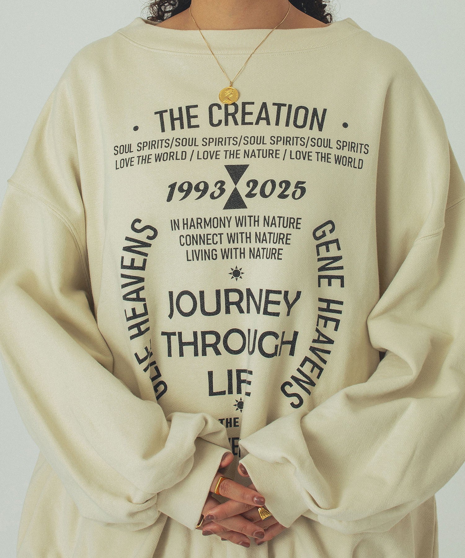 GENE HEAVENS/VOLUME SLEEVE PRINT SWEAT