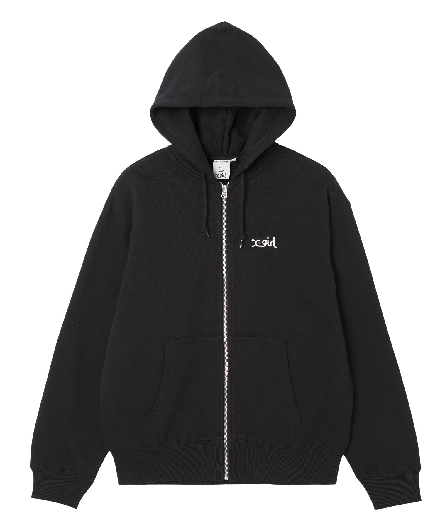 PLAID PATTERN FACE PATCH ZIP UP SWEAT HOODIE