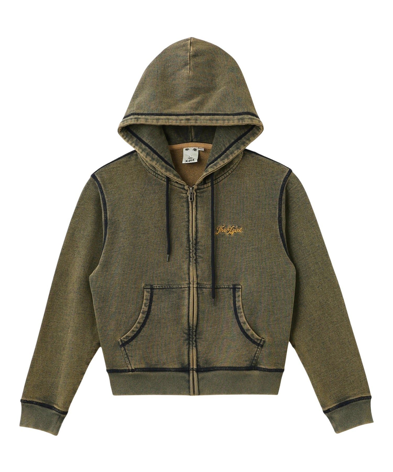 OVERDYED NUMBER PATCH ZIP UP HOODIE