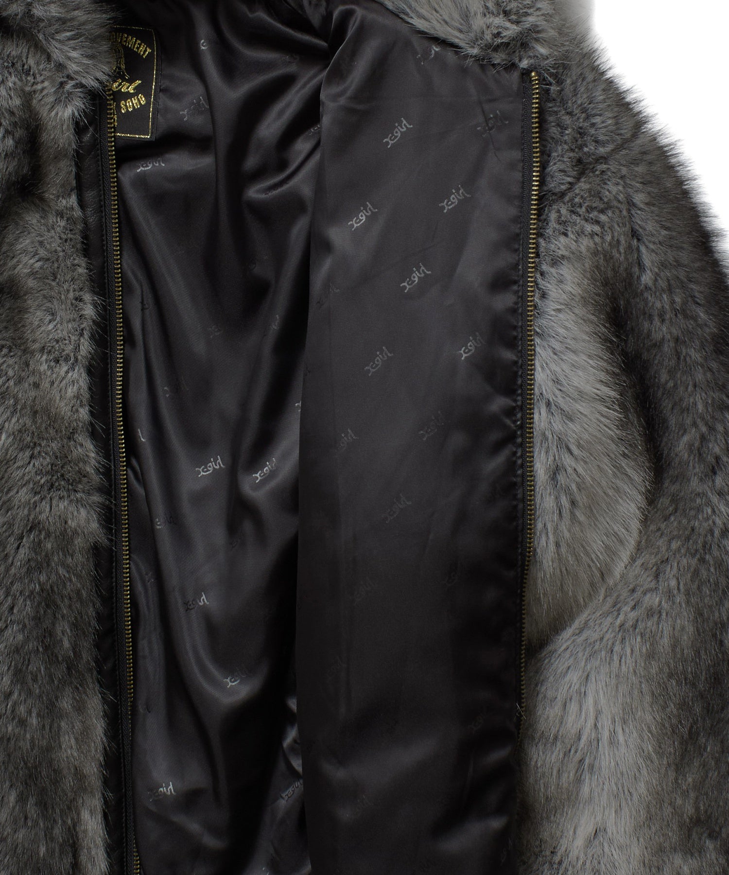 LOGO PATCHED FAUX FUR HOODED JACKET