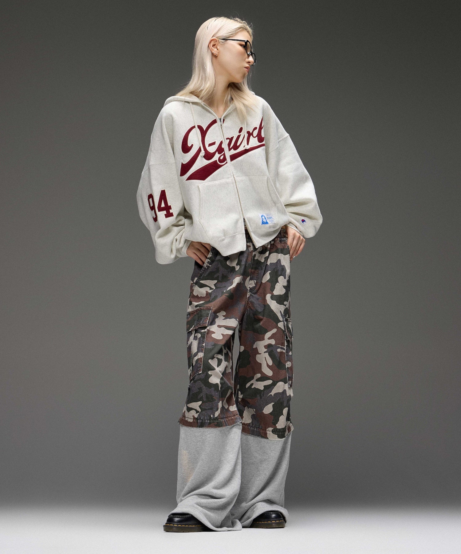 X-girl x Champion REVERSE WEAVE® PATCHED LOGO ZIP UP HOODIE