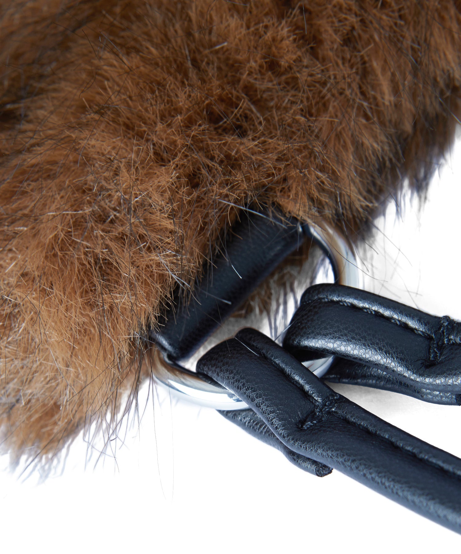 FAUX FUR METAL BUCKLE KNAPSACK