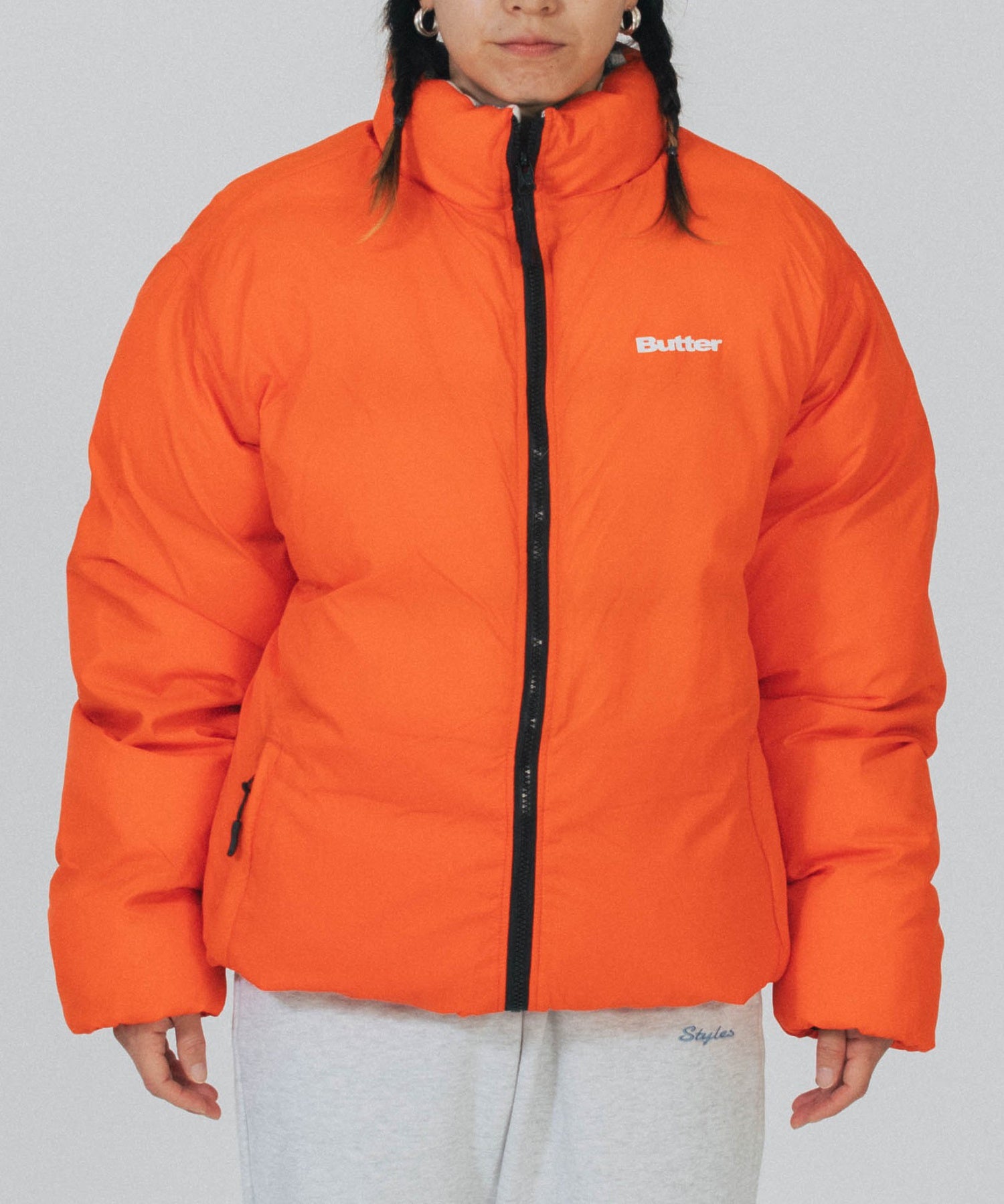 BUTTER/バター/Reversible Plaid Puffer Jacket