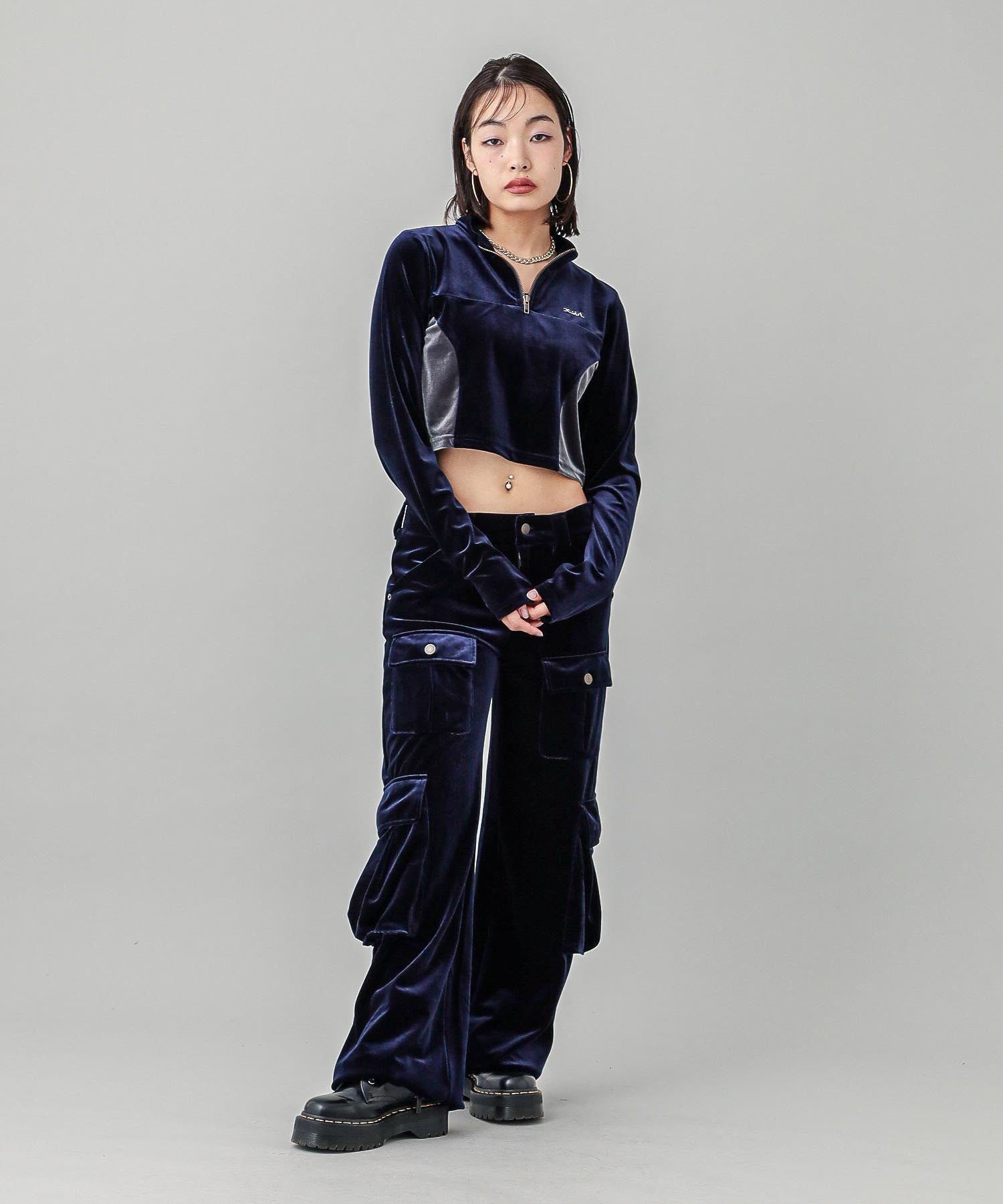 VELOUR HALF ZIP TOP