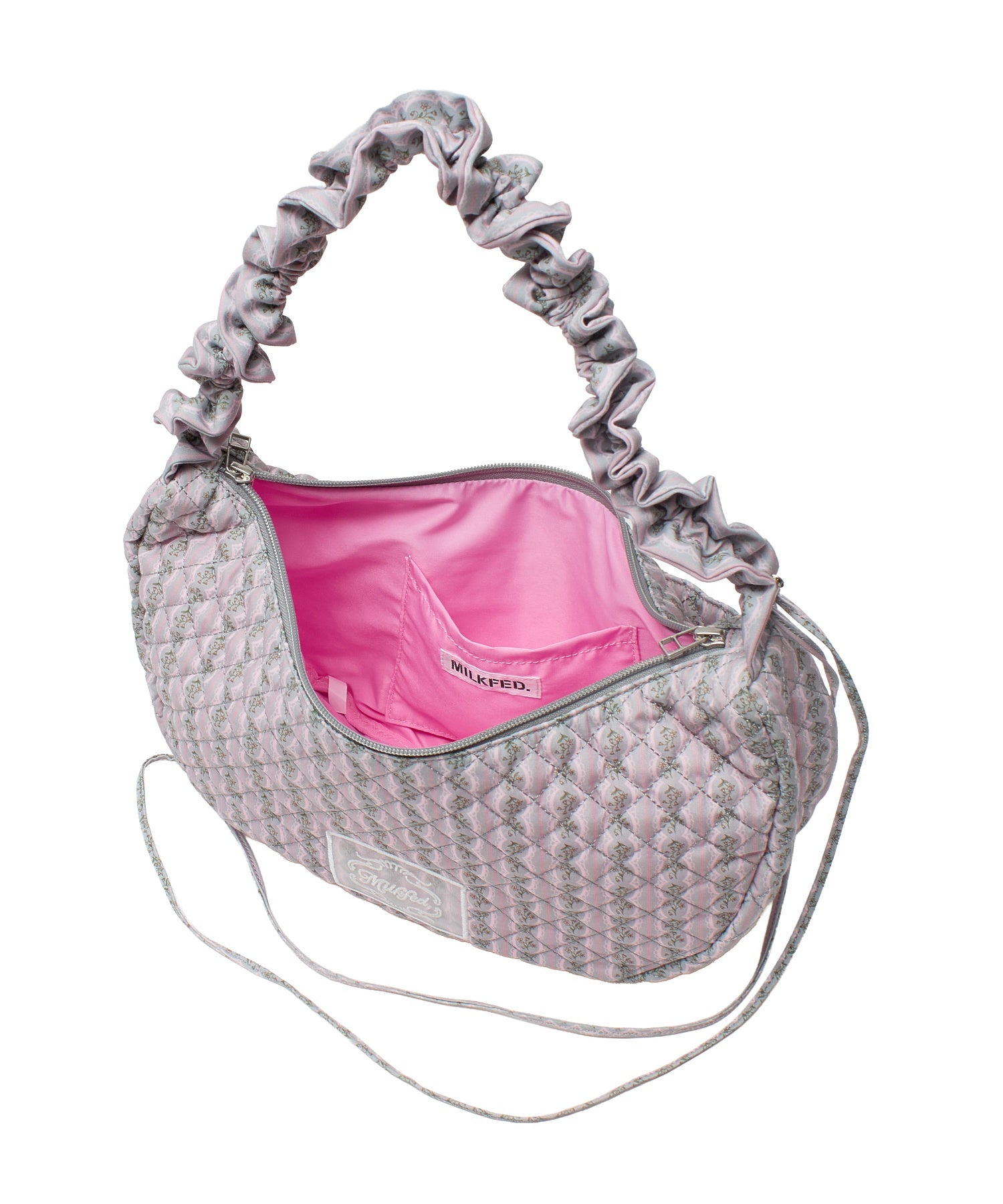 STRIPED FLOWER QUILTED SHOULDER BAG