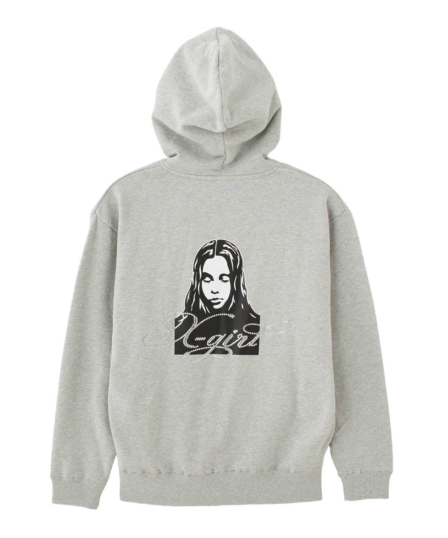RHINESTONE LOGO AND FACE ZIP UP SWEAT HOODIE