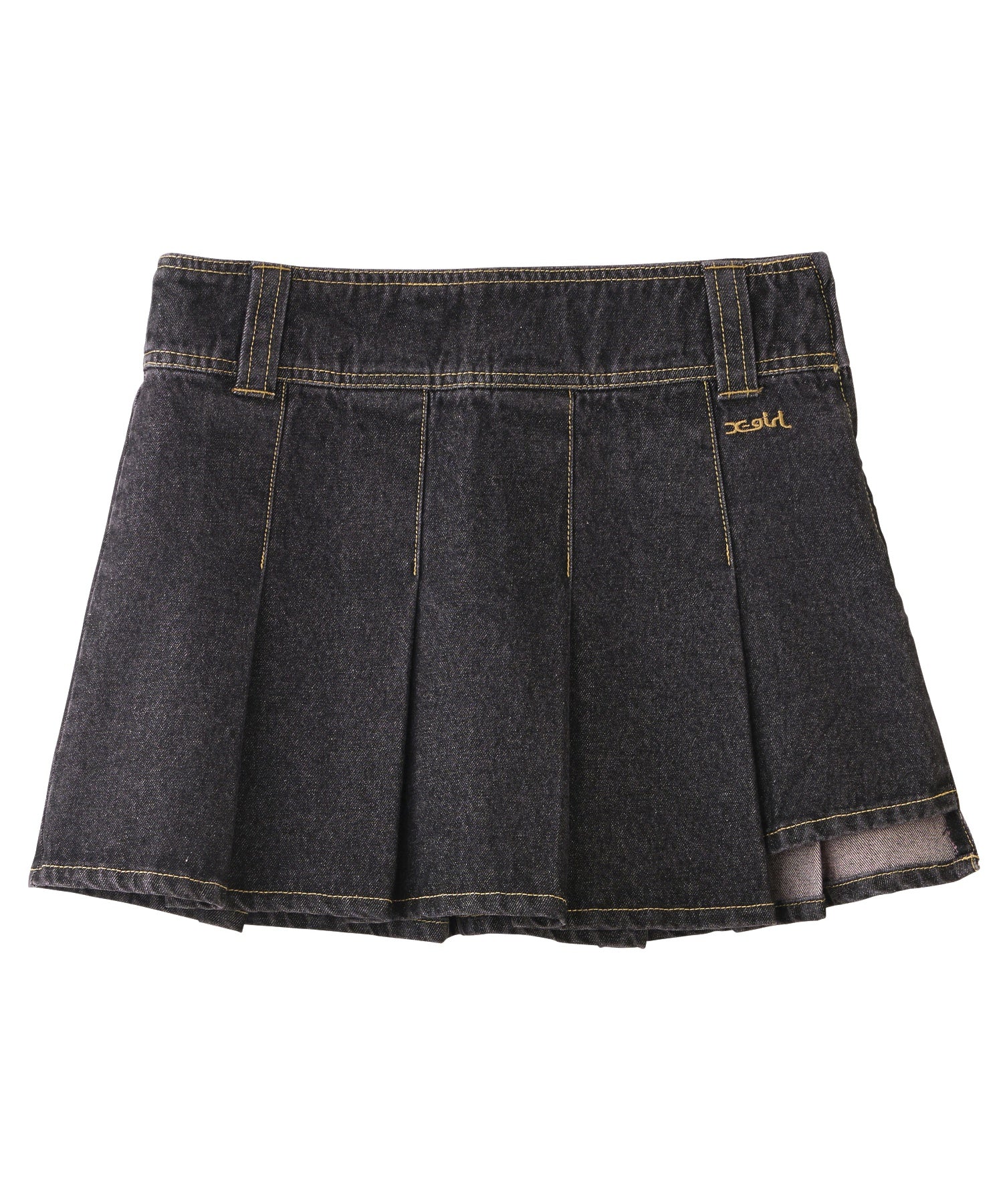 PLEATED DENIM MINI SKIRT