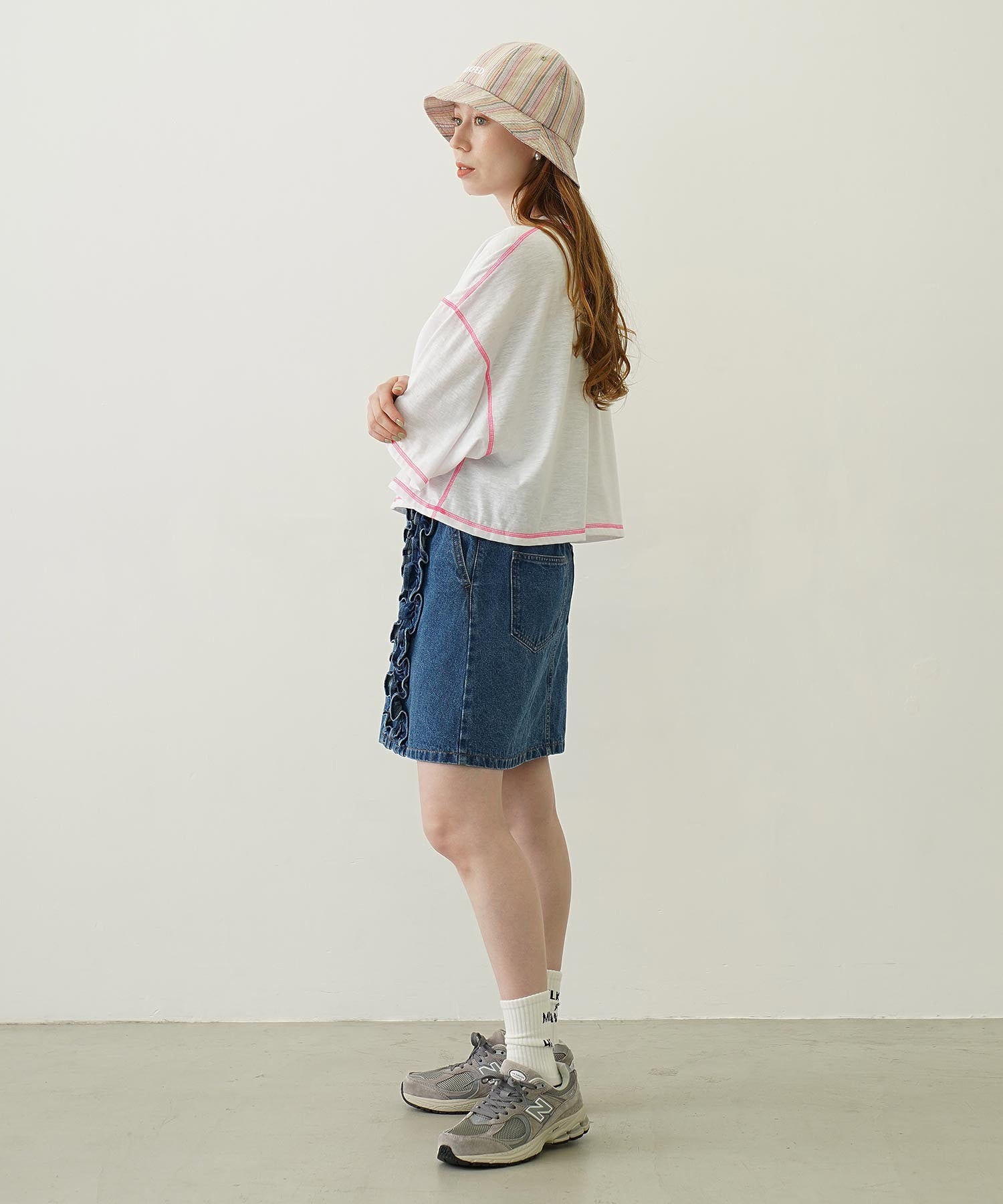 COLOR STITCH WIDE S/S TOP