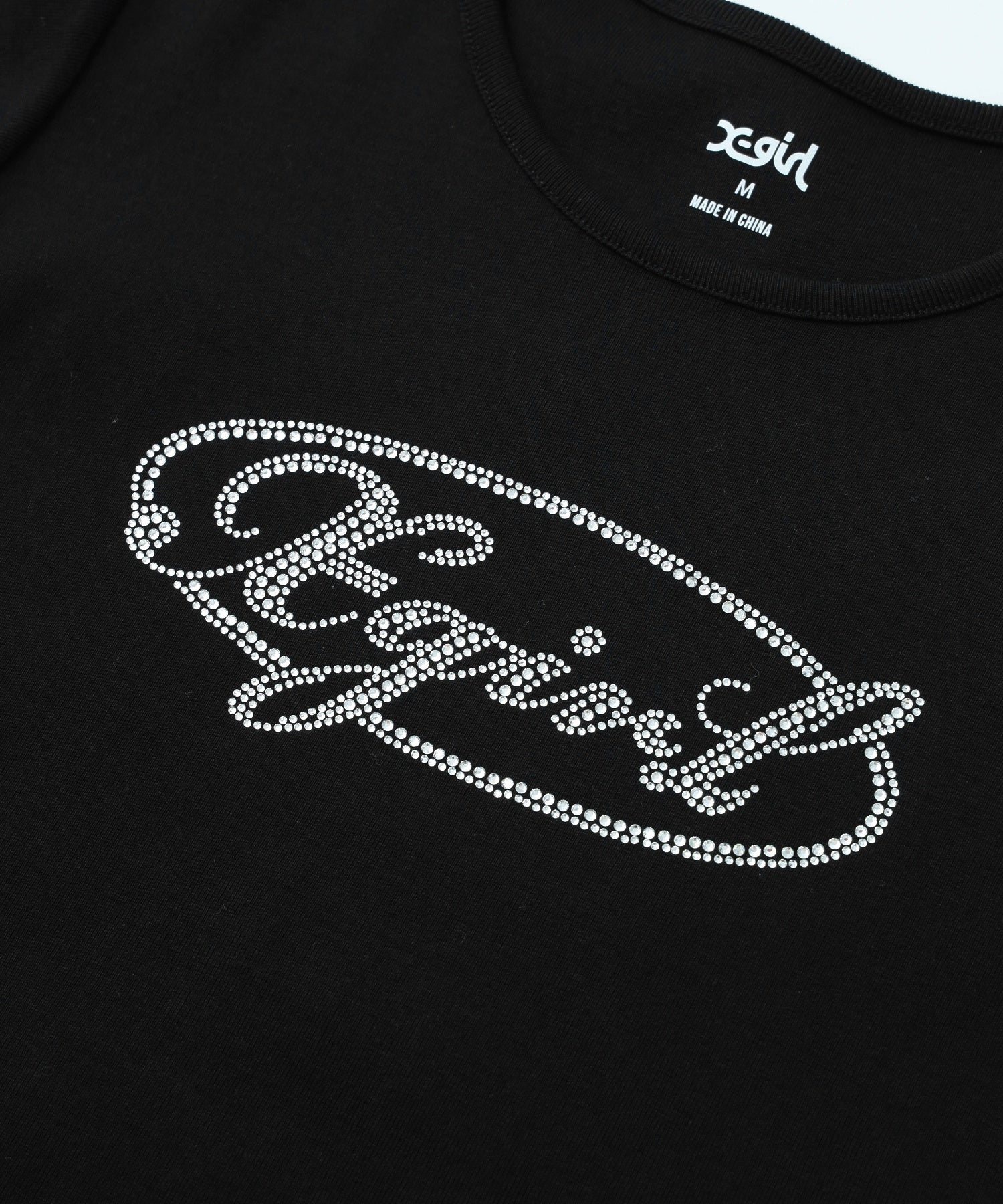 RHINESTONE OVAL CURSIVE LOGO S/S BABY TEE