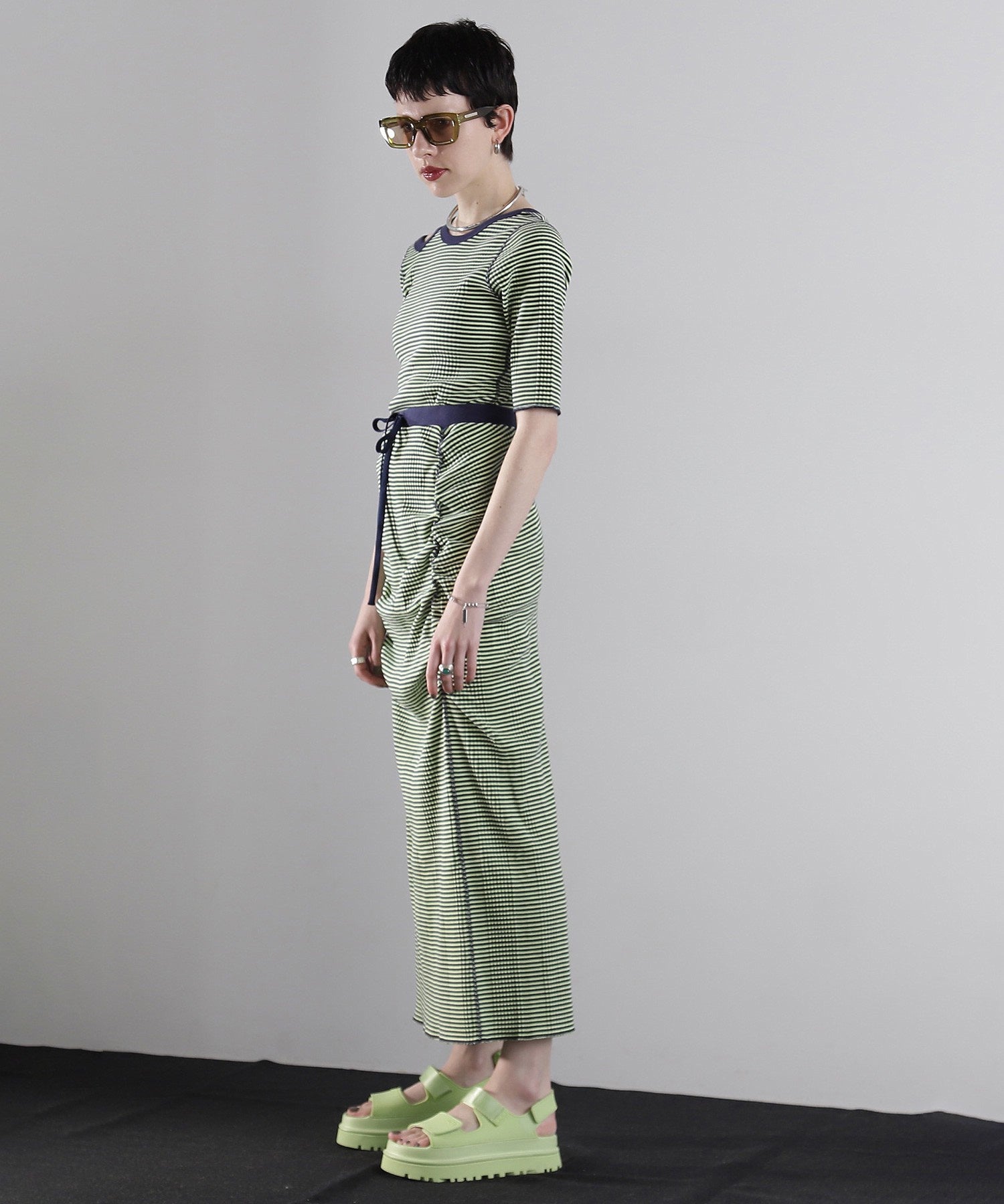 CREOLME/マルチボーダーシャーリングタイトスカート