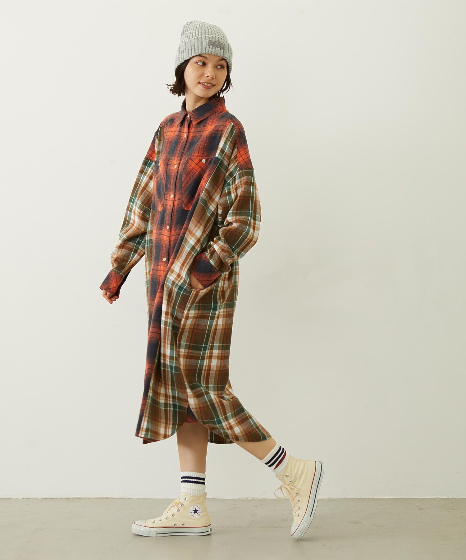 WASHED PANEL SHIRT DRESS