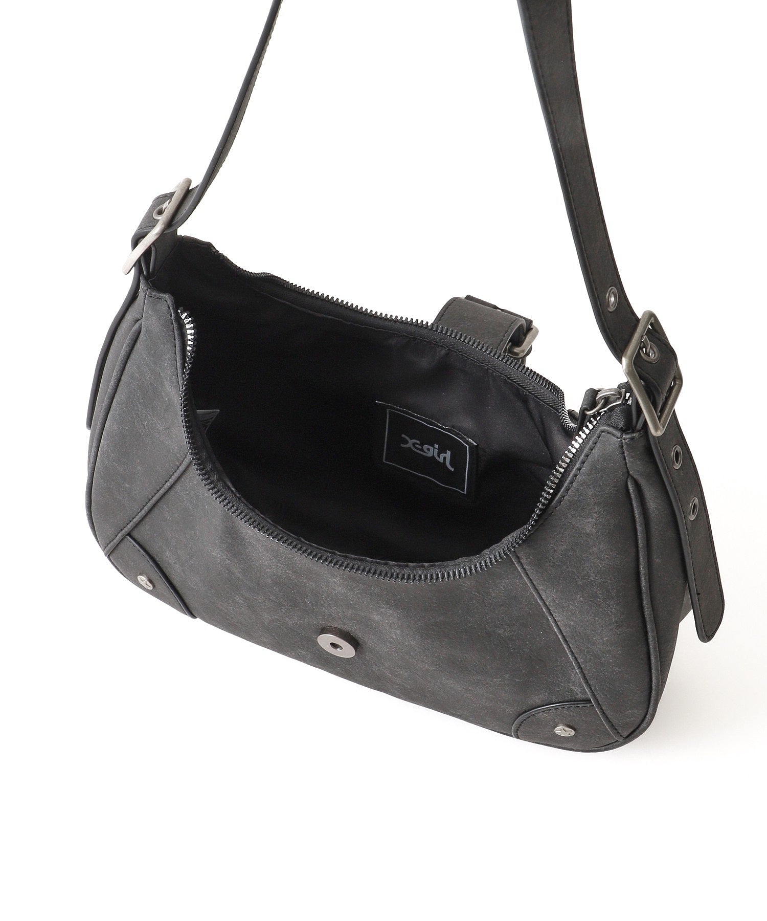 DISTRESSED FAUX LEATHER BELT HAND BAG