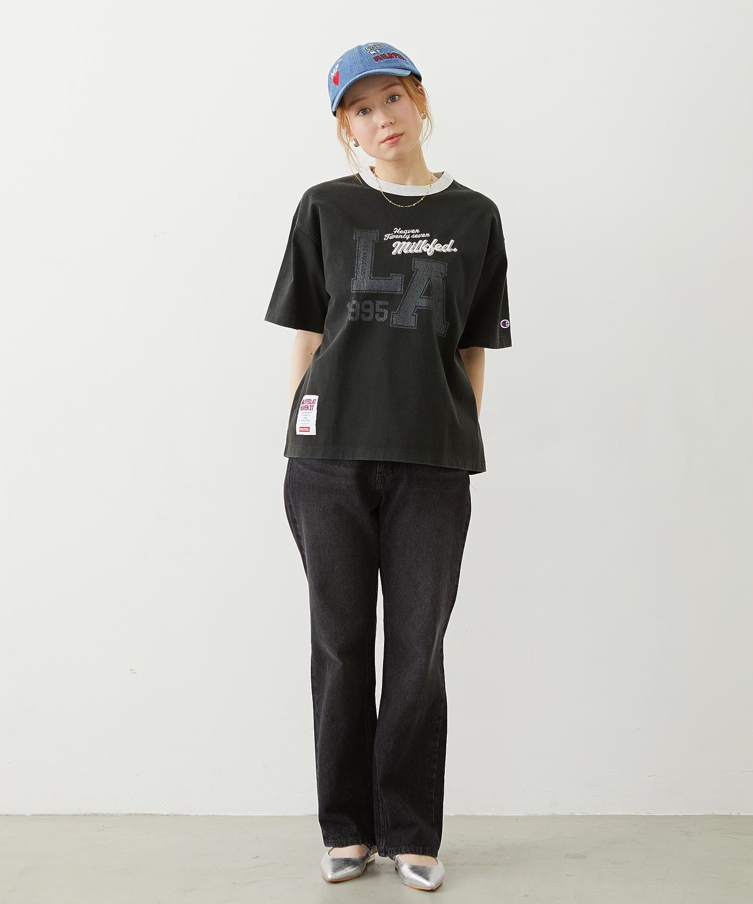 MILKFED.×CHAMPION LA LOGO S/S TEE